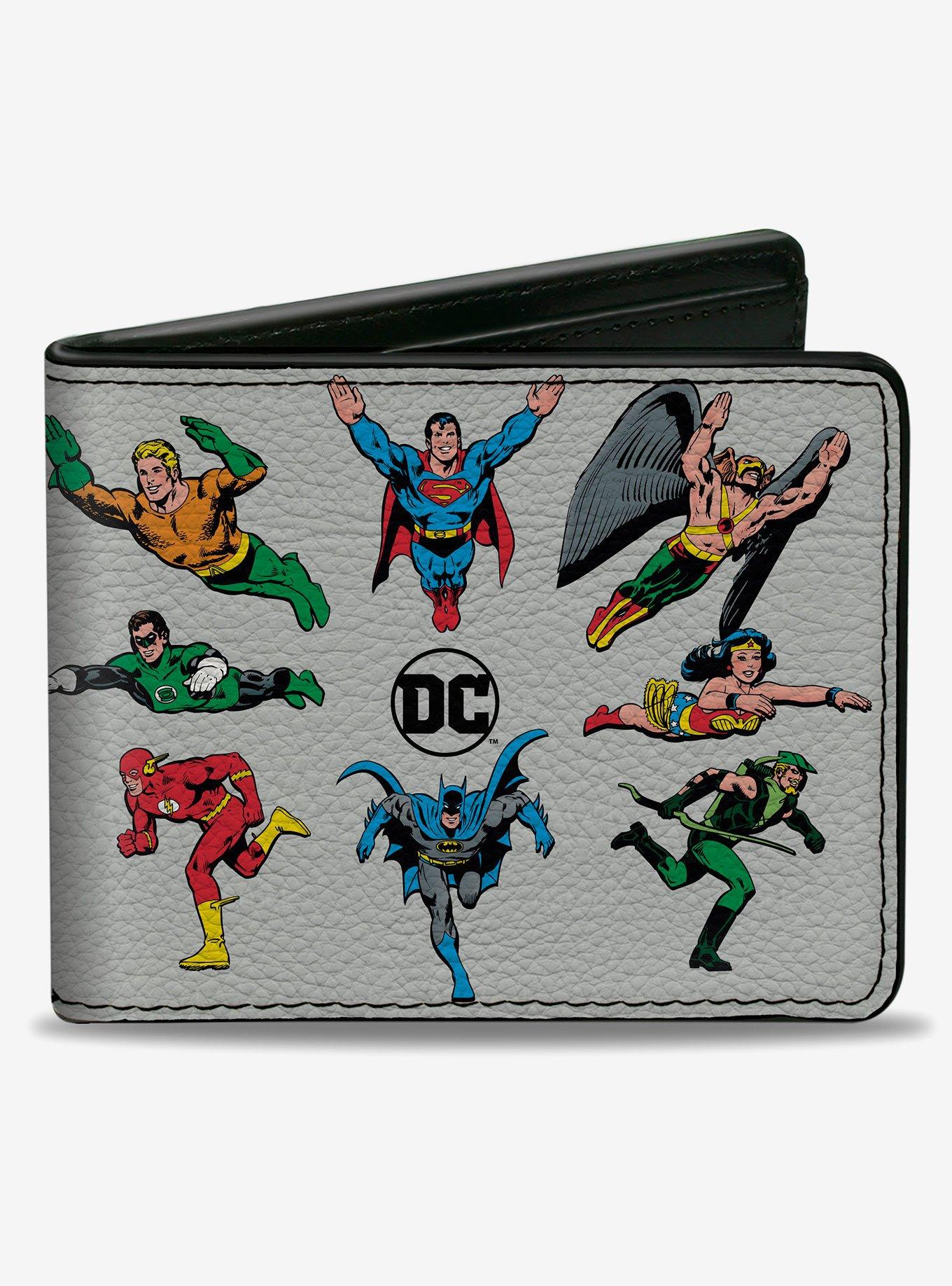 DC Comics Justice League Retro Superhero Group Pose Bifold Wallet, , hi-res