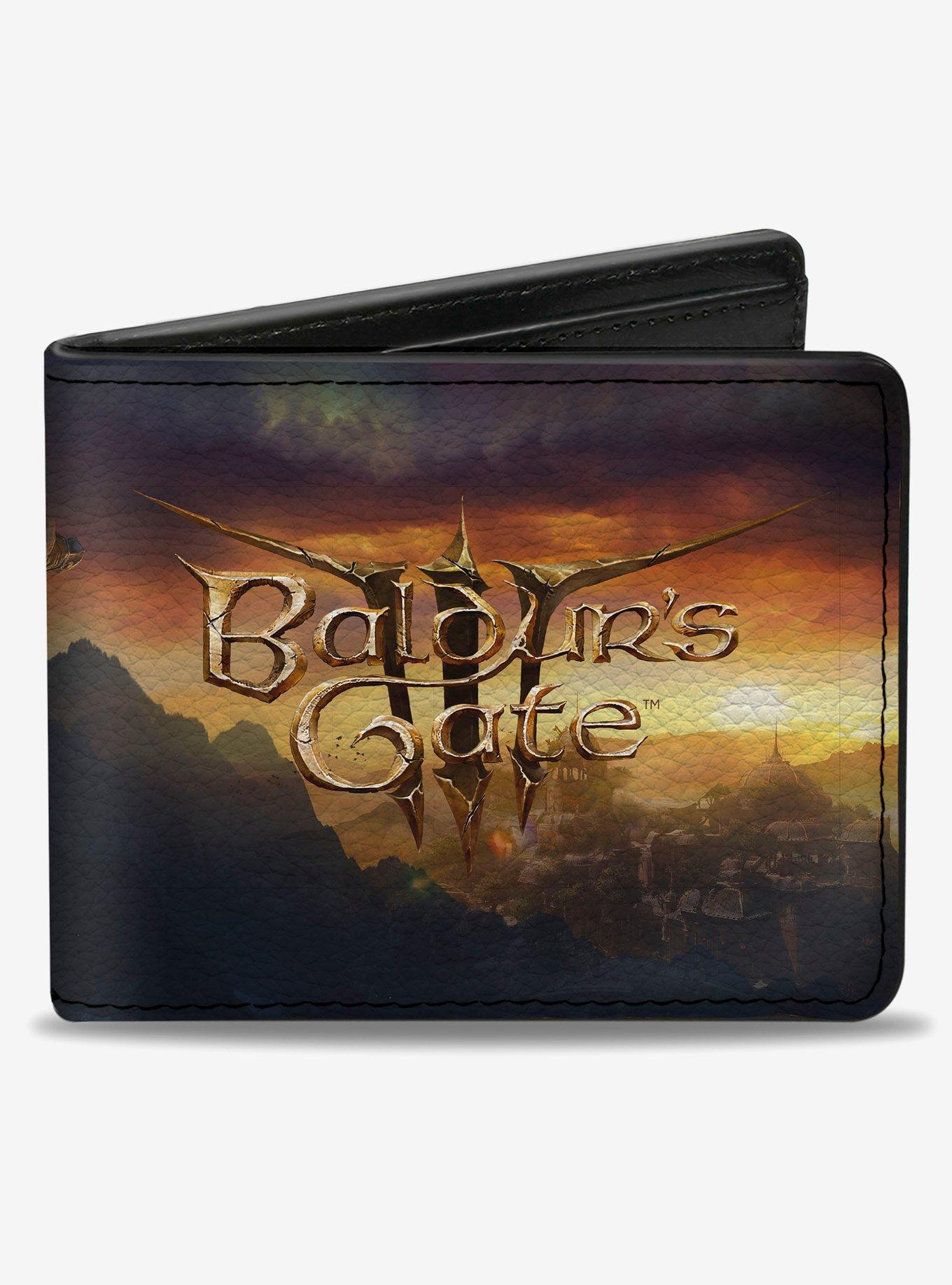 Baldur's Gate 3 Lae'Zel Sword Pose Scene and Title Logo Bifold Wallet, , hi-res