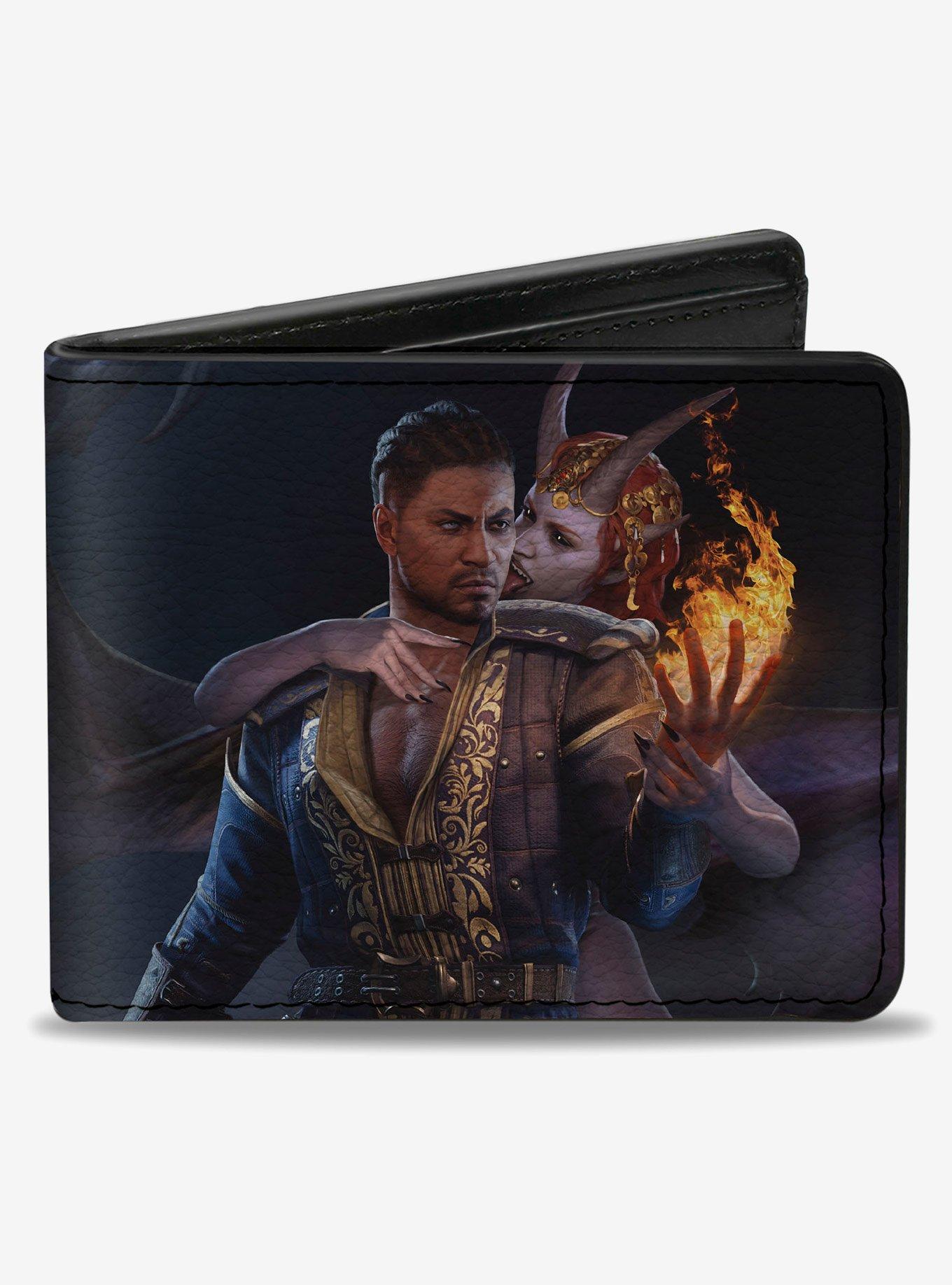 Baldur's Gate 3 Wyll and Mizora Flame Pose Scene and Logo Bifold Wallet, , hi-res