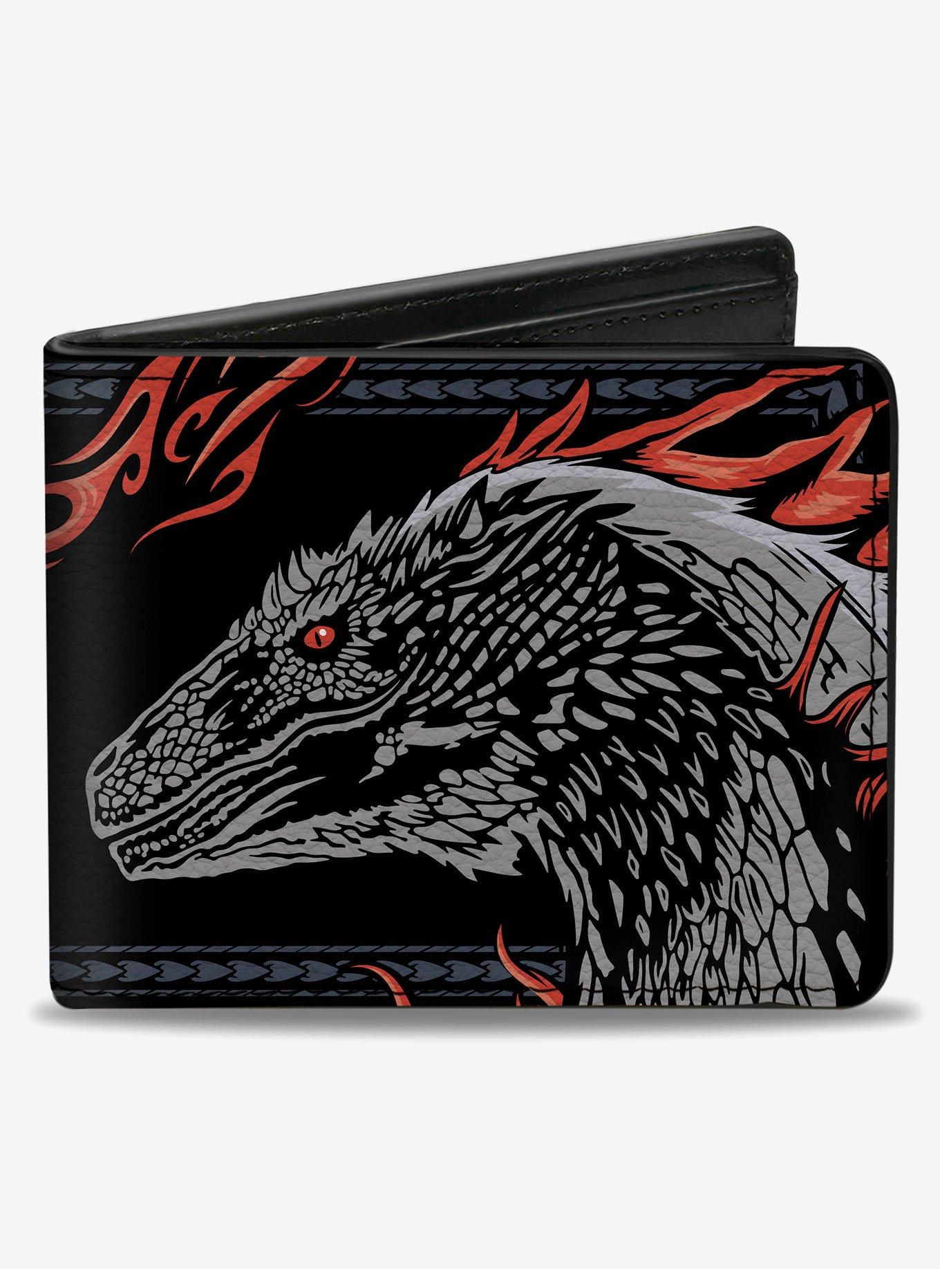 House of the Dragon Dragon Pose with Flames and Logo Bifold Wallet, , hi-res