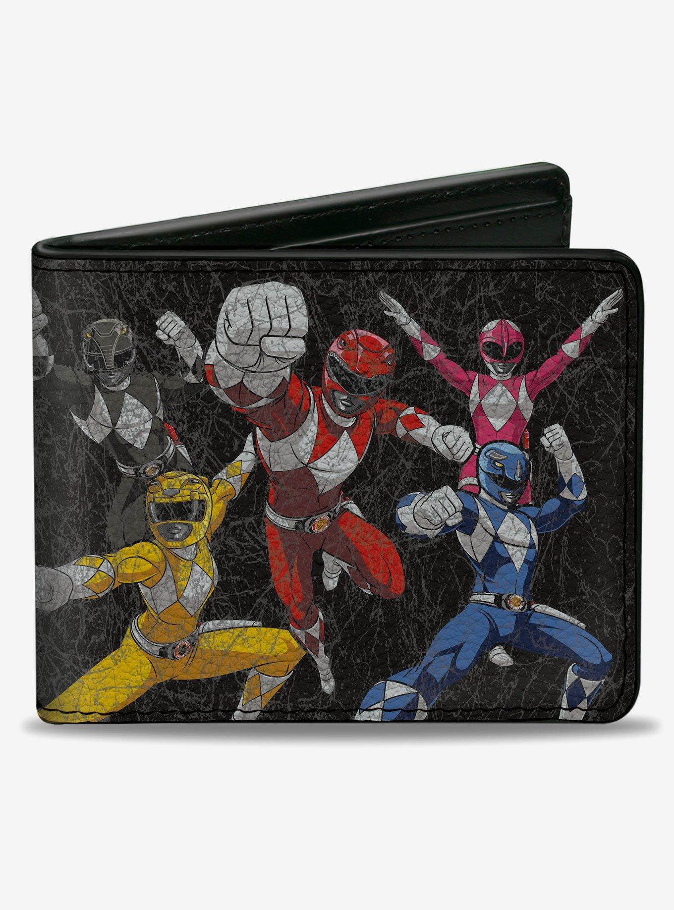 Mighty Morphin' Power Rangers Group Action Pose Weathered and Logo Bifold Wallet, , hi-res