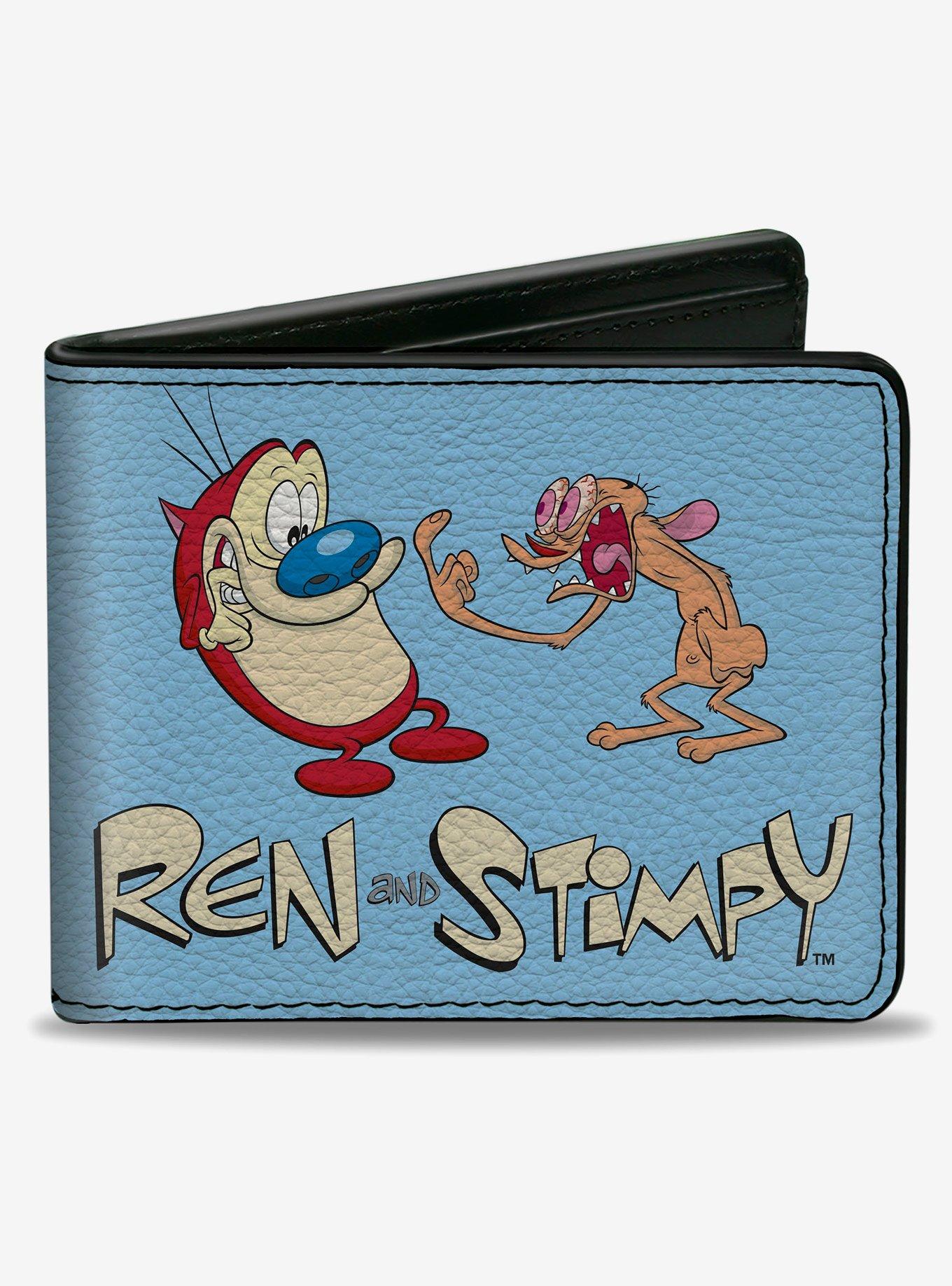 Ren and Stimpy Ren and Stimpy Fighting Scenes and Title Logo Bifold Wallet, , hi-res