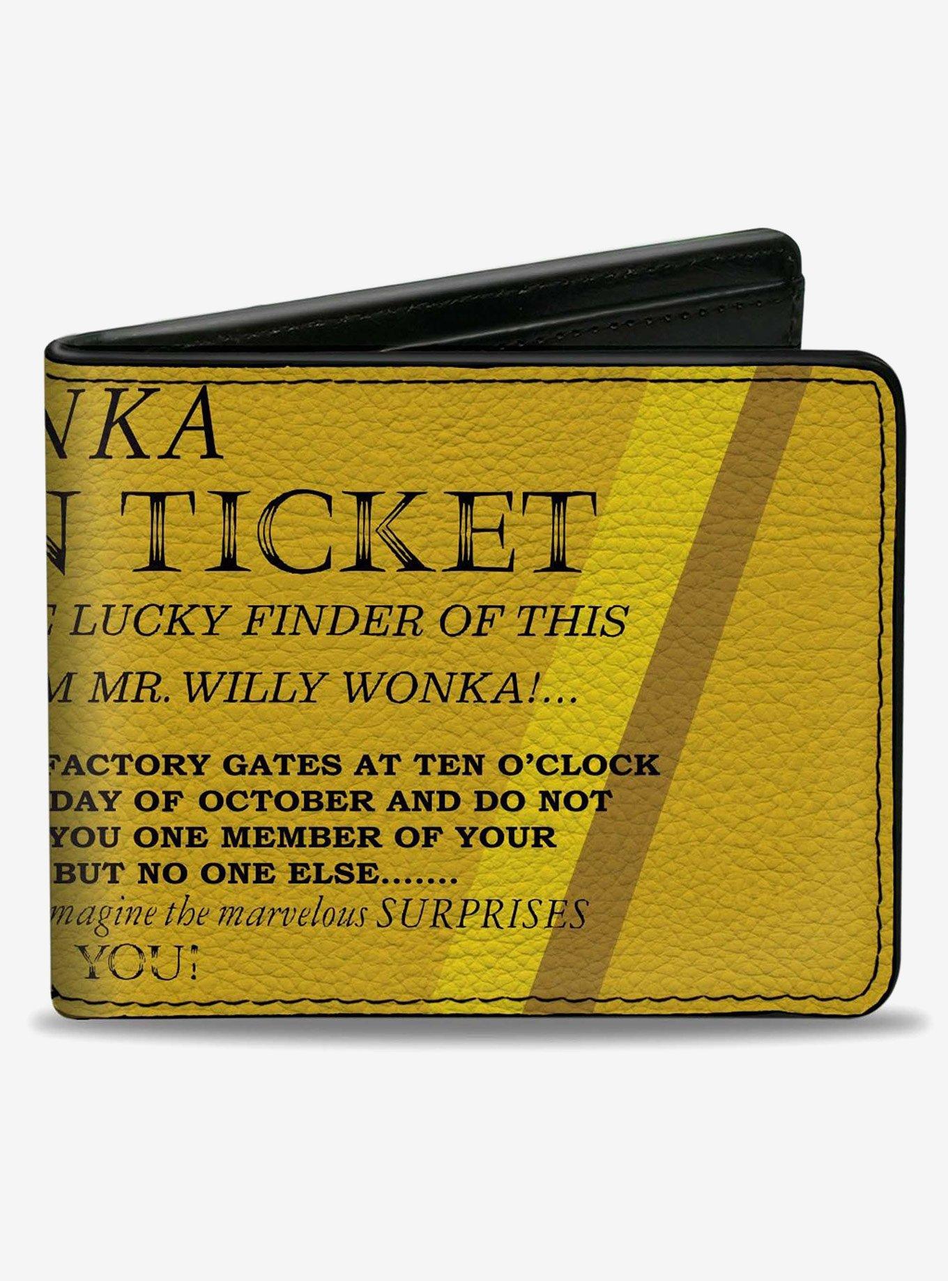 Willy Wonka and the Chocolate Factory Golden Ticket Text Bifold Wallet, , hi-res