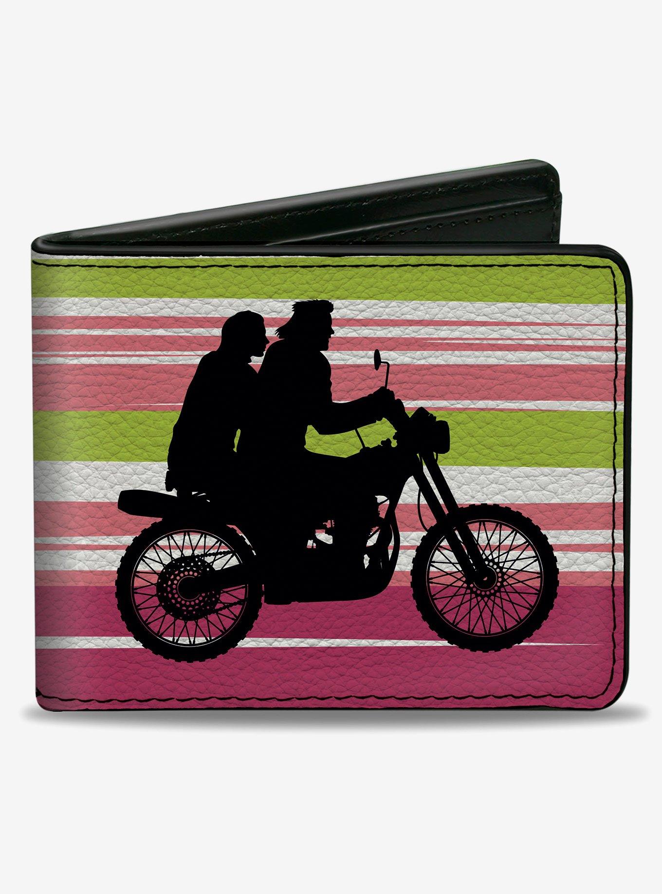 The Lost Boys Motorcycle Ride Silhouette Green Pink Bifold Wallet, , hi-res