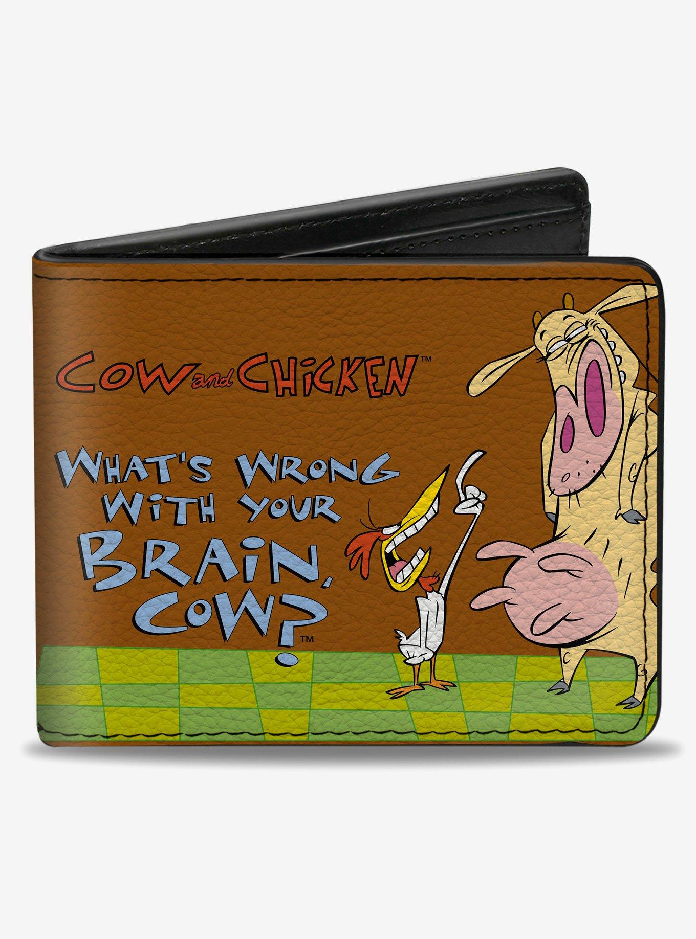 Cow and Chicken Whats Wrong with Your Brain Pose Bifold Wallet, , hi-res