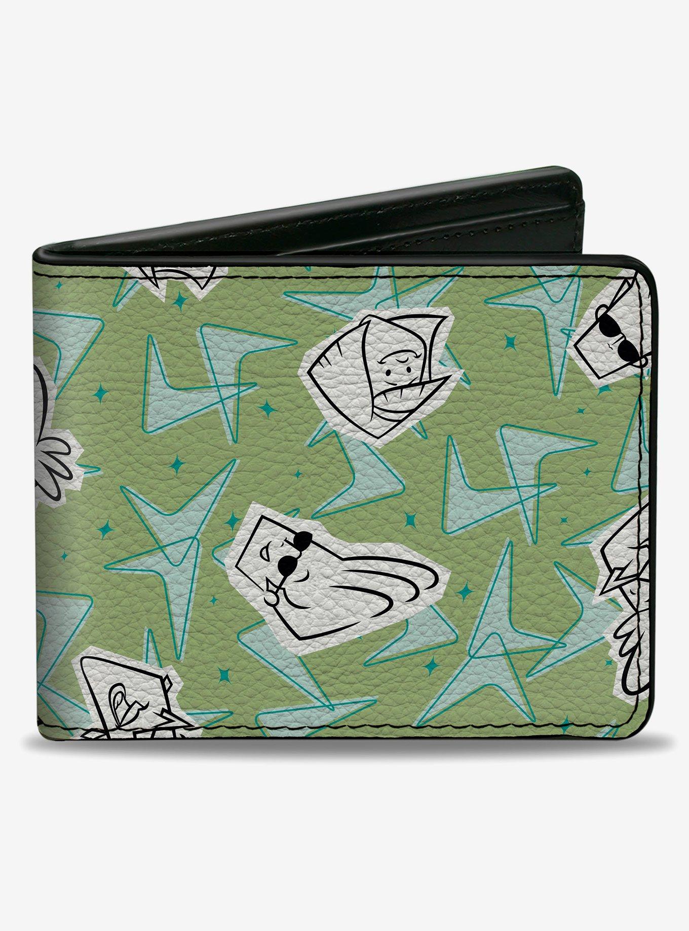 Johnny Bravo Little Suzy and Bunny Bravo Faces Collage Greens Bifold Wallet, , hi-res