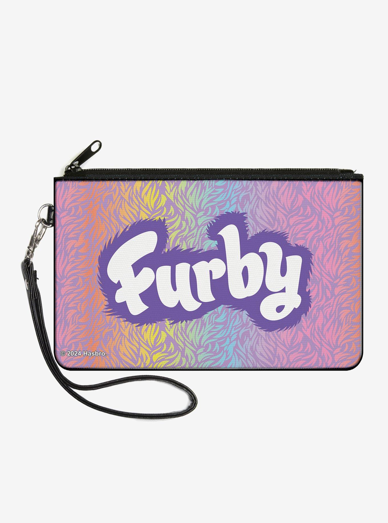 Furby Title Logo Fur Print Purple Zip Clutch Wallet, , hi-res