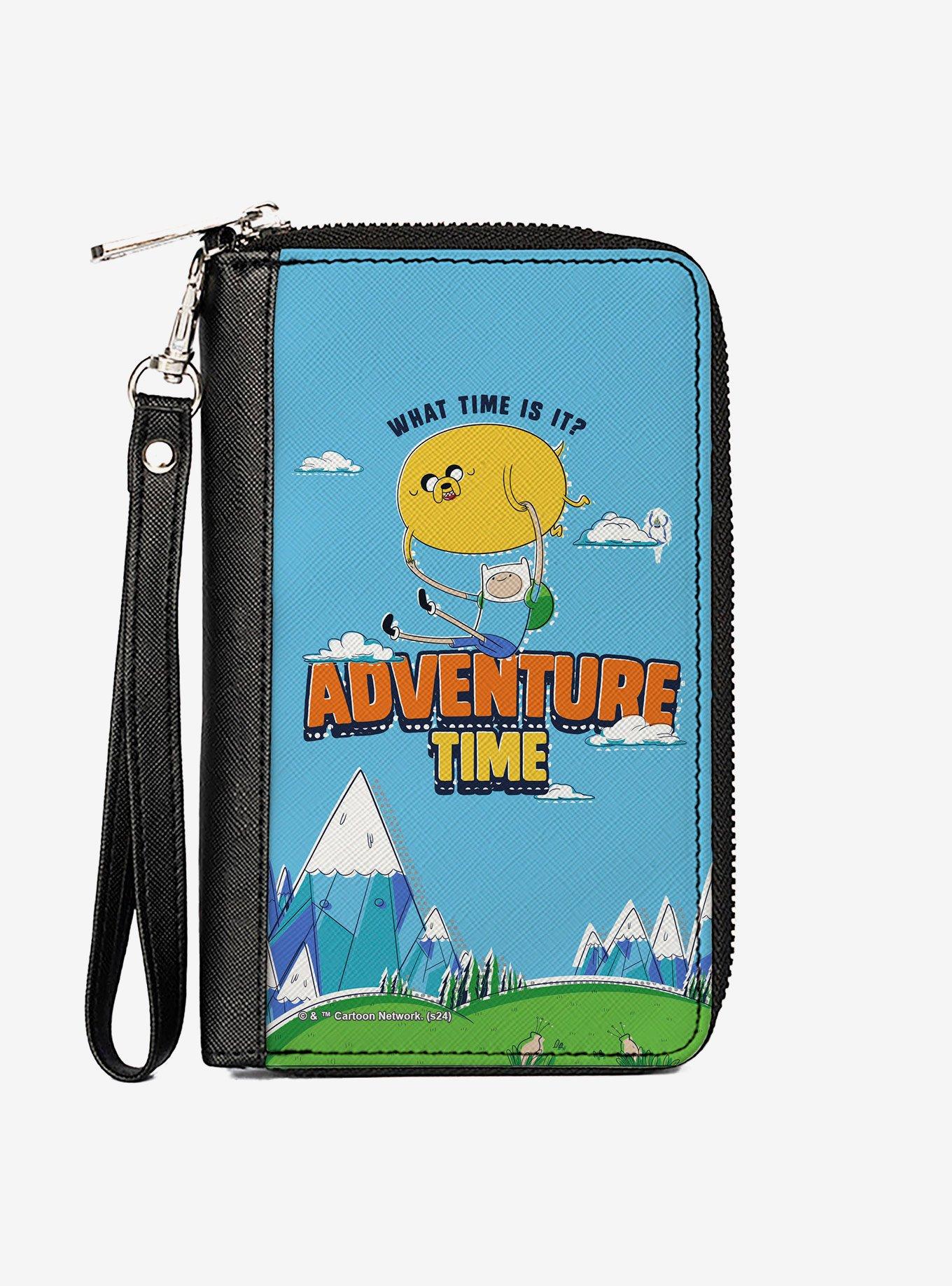 Adventure Time Jake and Finn WHAT TIME IS IT Flying Pose Zip Around Wallet, , hi-res
