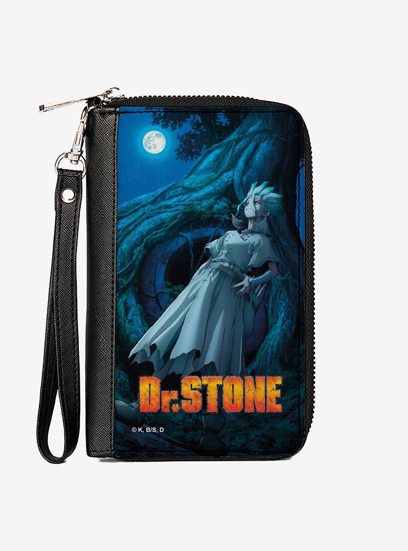 Dr. Stone Senku Ishigami Full Moon Tree Pose and Logo Zip Around Wallet, , hi-res
