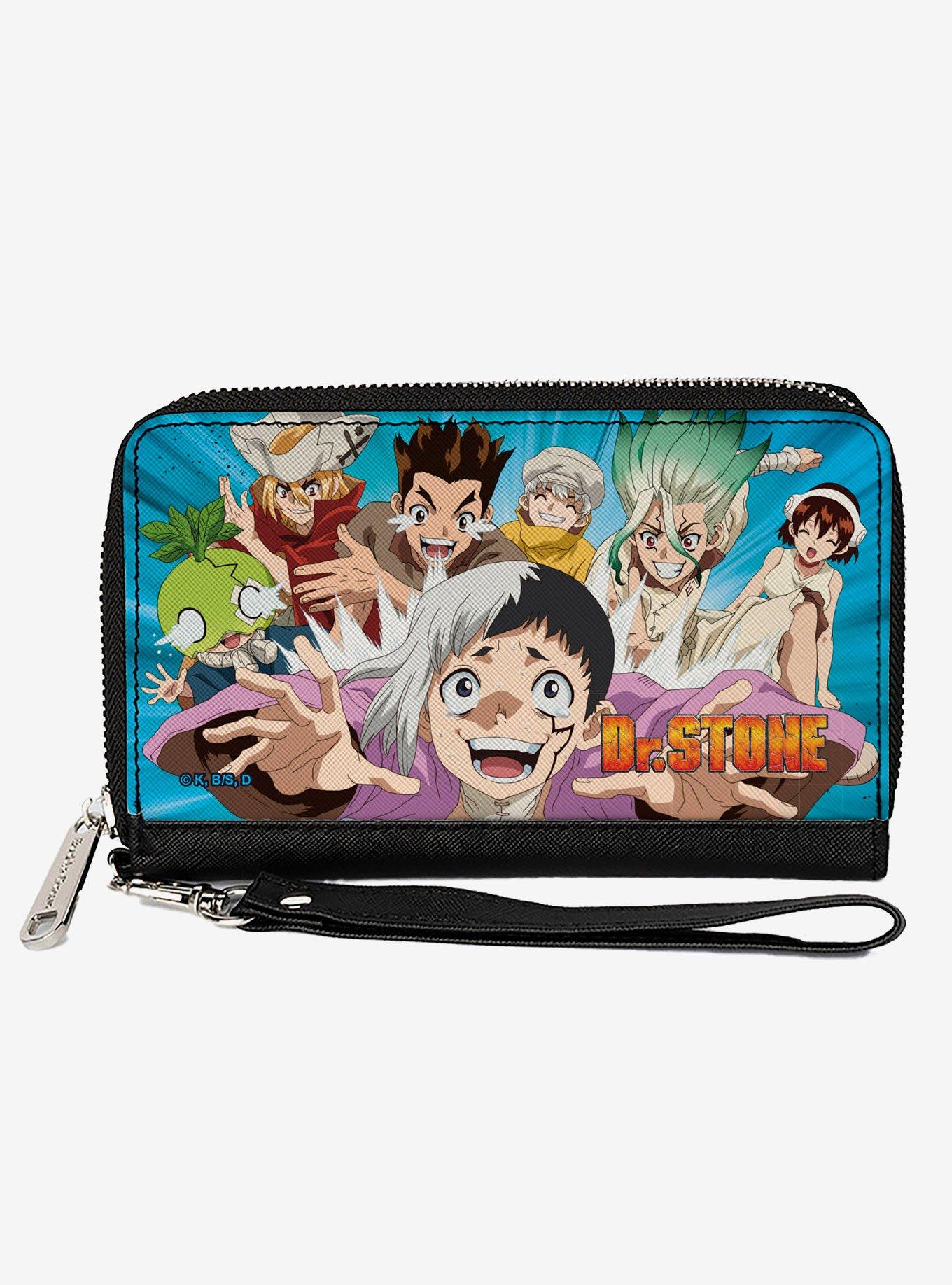 Dr. Stone Character Group Rays Pose and Title Logo Zip Around Wallet, , hi-res