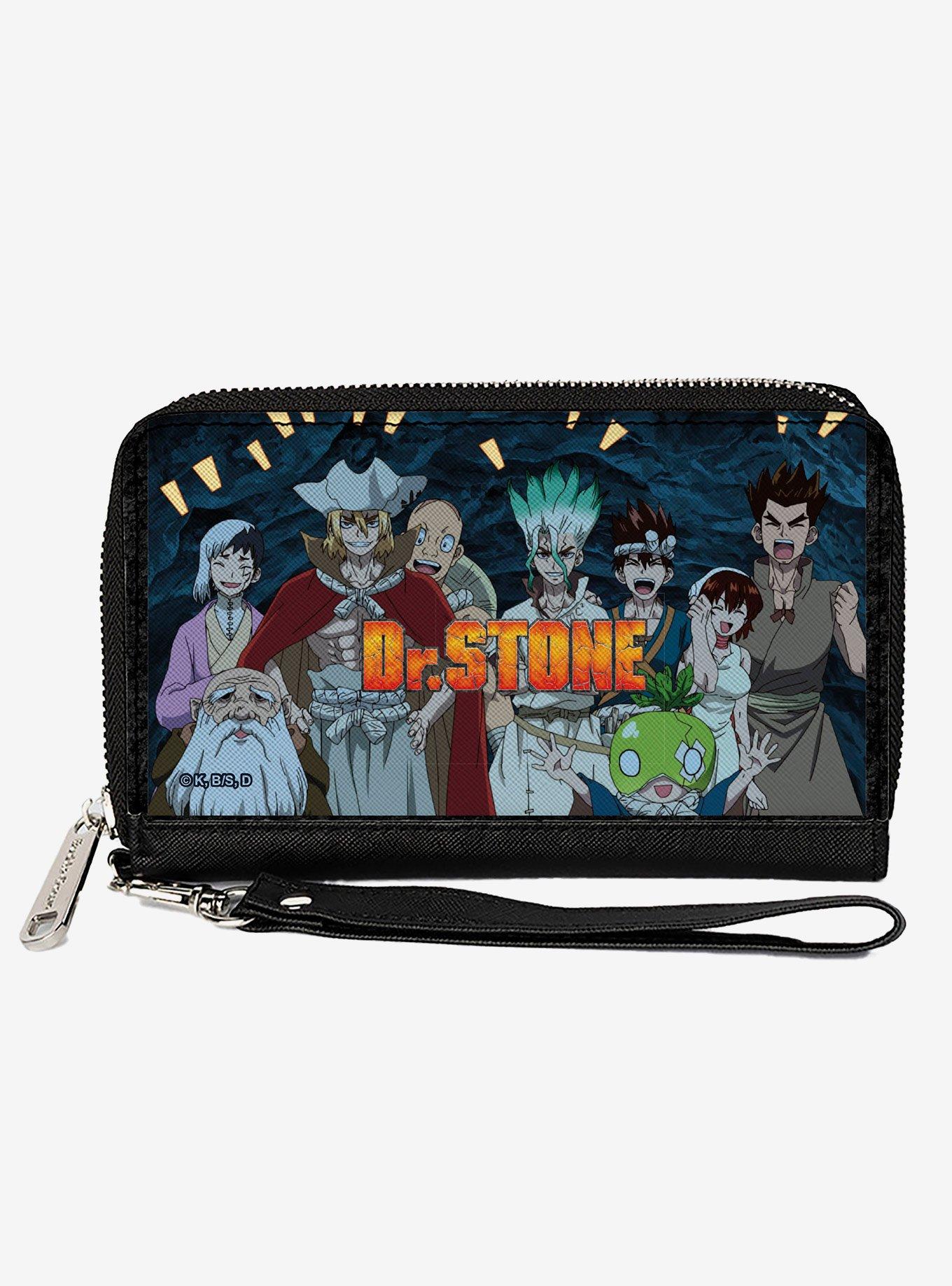 Dr. Stone Nine Character Group Cave Pose and Title Logo Zip Around Wallet, , hi-res