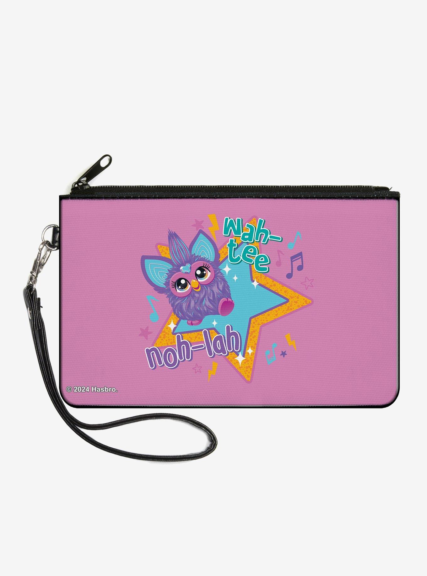 Furby Purple Furby Noh Lah Wah Tee Star Pose Pink Zip Clutch Wallet, , hi-res