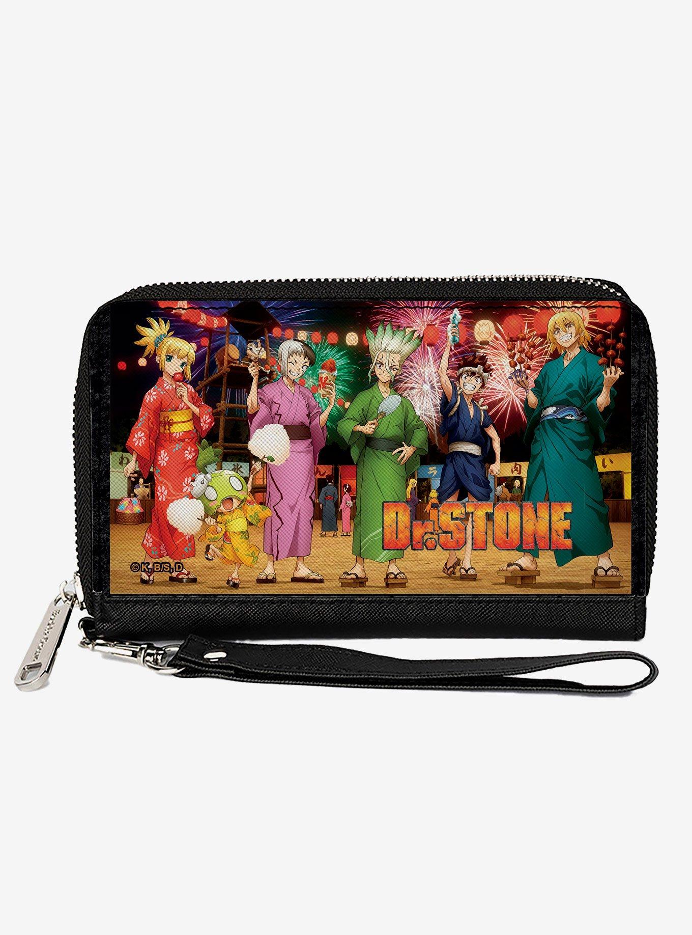 Dr. Stone Six Character Festival Pose and Title Logo Zip Around Wallet, , hi-res