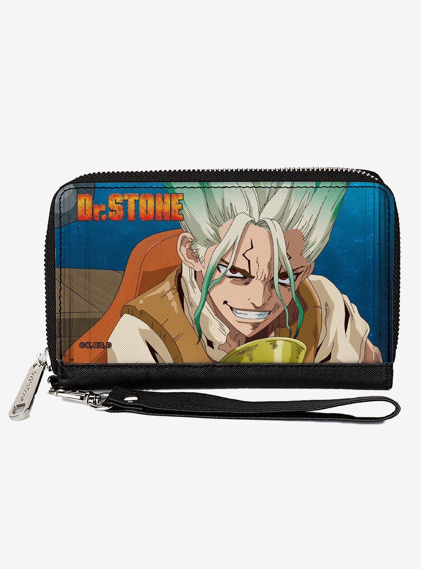 Dr. Stone Senku Ishigami Grinning Pose and Title Logo Zip Around Wallet, , hi-res
