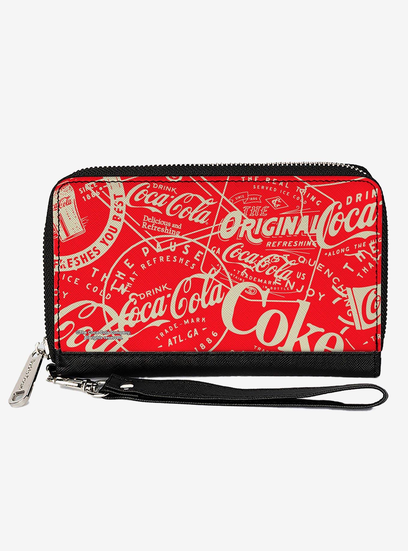 Coca-Cola Vintage Coca Cola Coke Icons and Ad Logos Zip Around Wallet, , hi-res