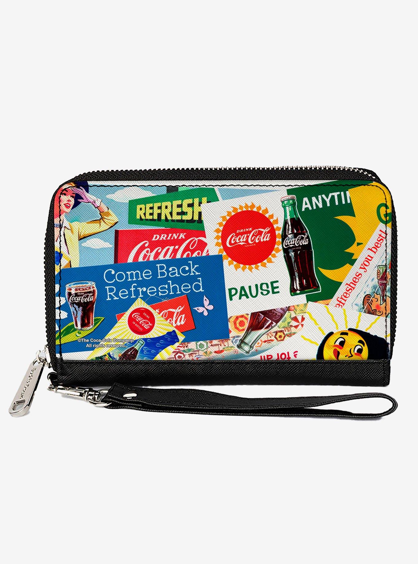 Coca-Cola Vintage Coca Cola Come Back Refreshed Ads and Icons Collage Zip Around Wallet, , hi-res