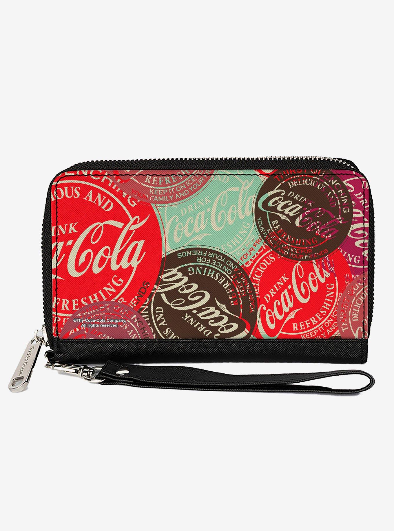Coca-Cola Drink Coca Cola Coke Patches Stacked Zip Around Wallet, , hi-res