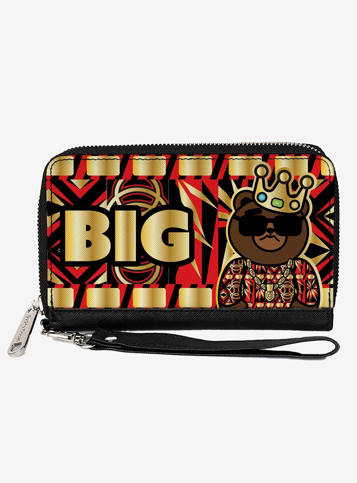 Blinged Out Big Bear Face Close Up Zip Around Wallet, , hi-res