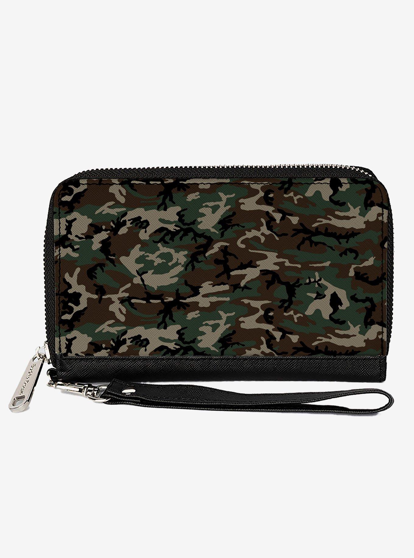 Camo Olive Zip Around Wallet, , hi-res