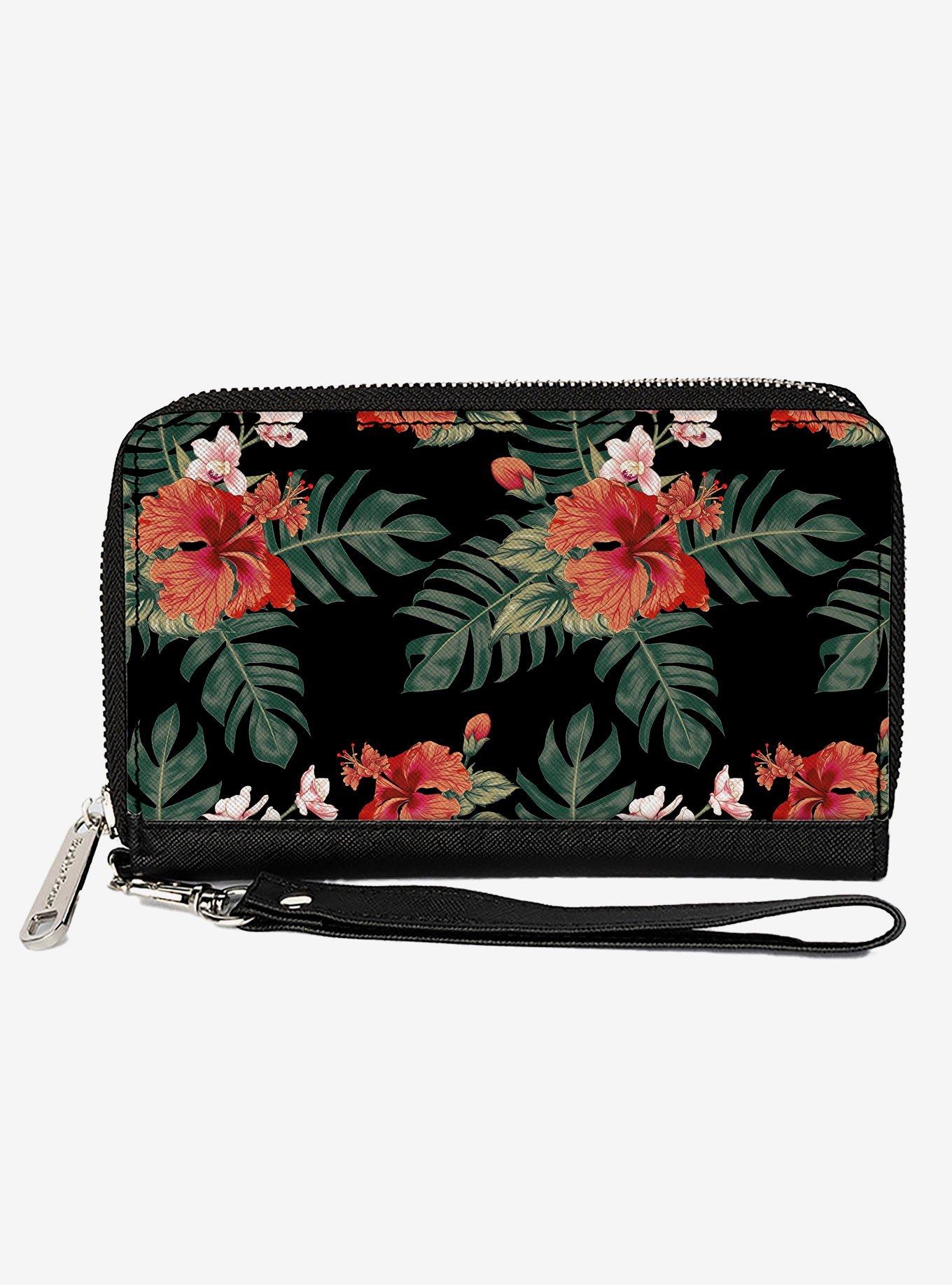Tropical Flora Greens Zip Around Wallet, , hi-res