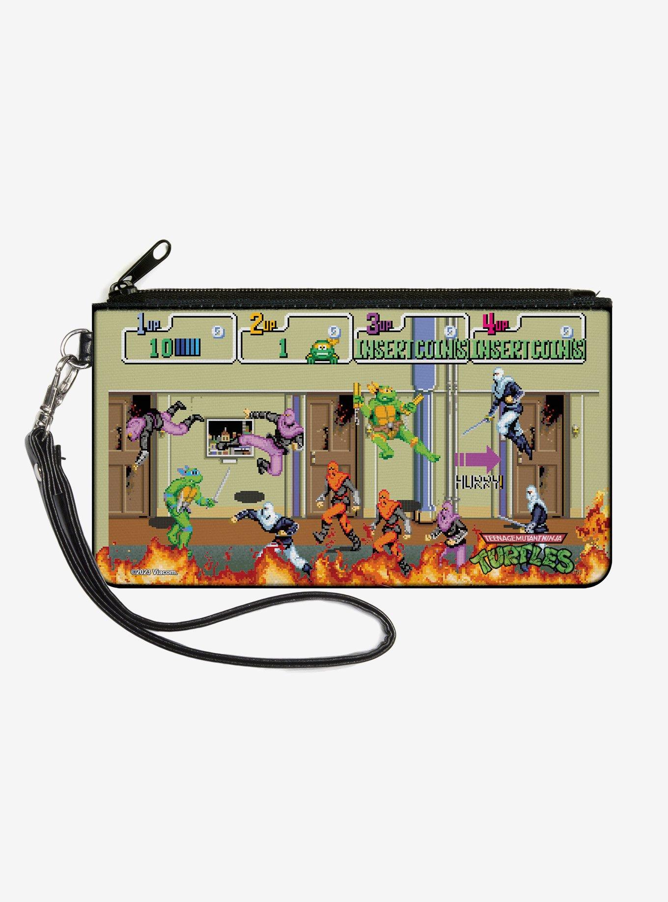 Teenage Mutant Ninja Turtles 8 Bit Video Battle Scene Zip Clutch Wallet, , hi-res