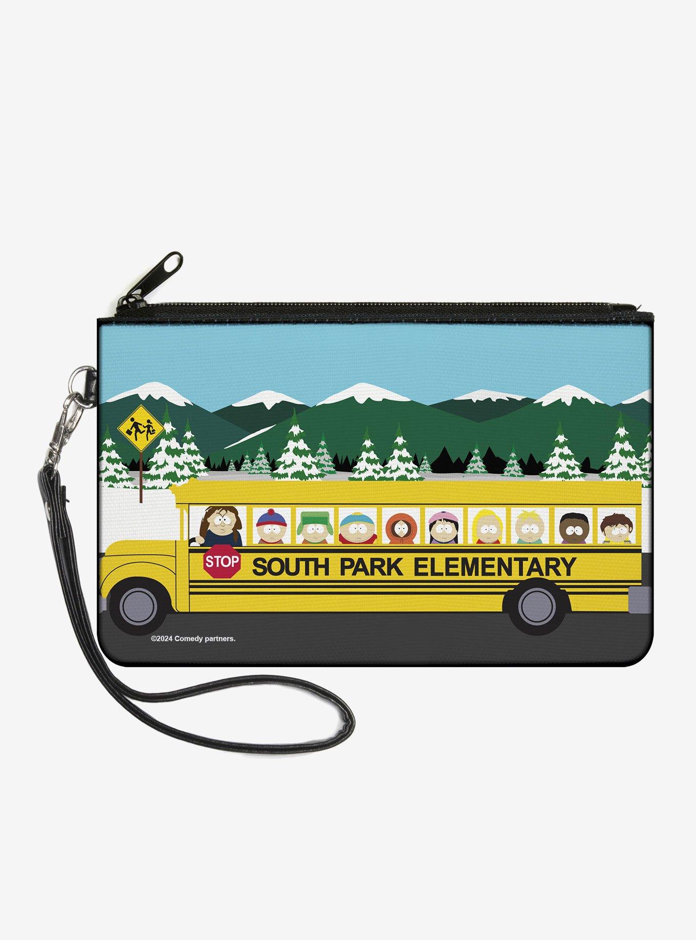 South Park Elementary School Bus Group Pose Mountain Scene Zip Clutch Wallet, , hi-res