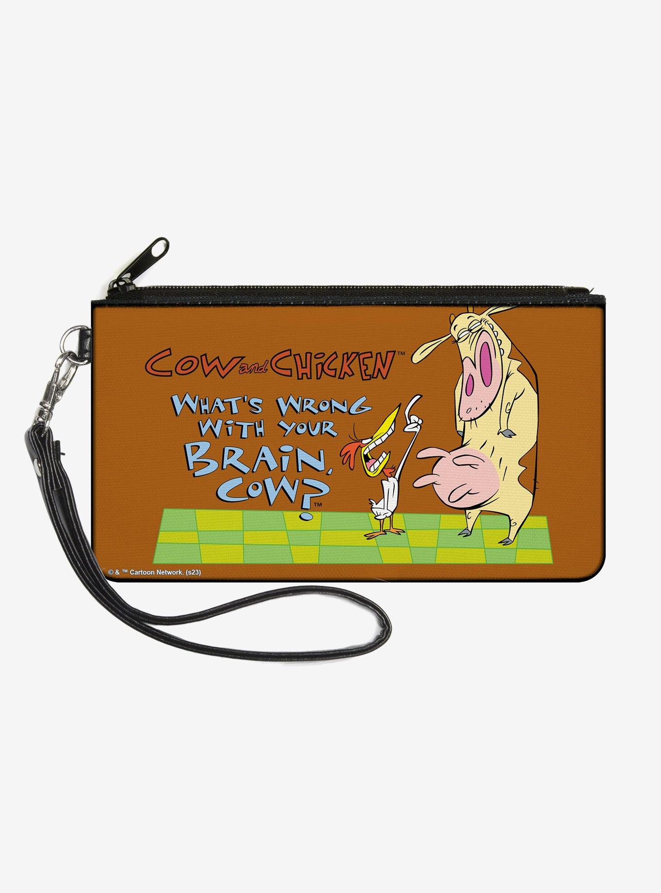 Cow and Chicken Whats Wrong with Your Brain Pose Zip Clutch Wallet, , hi-res