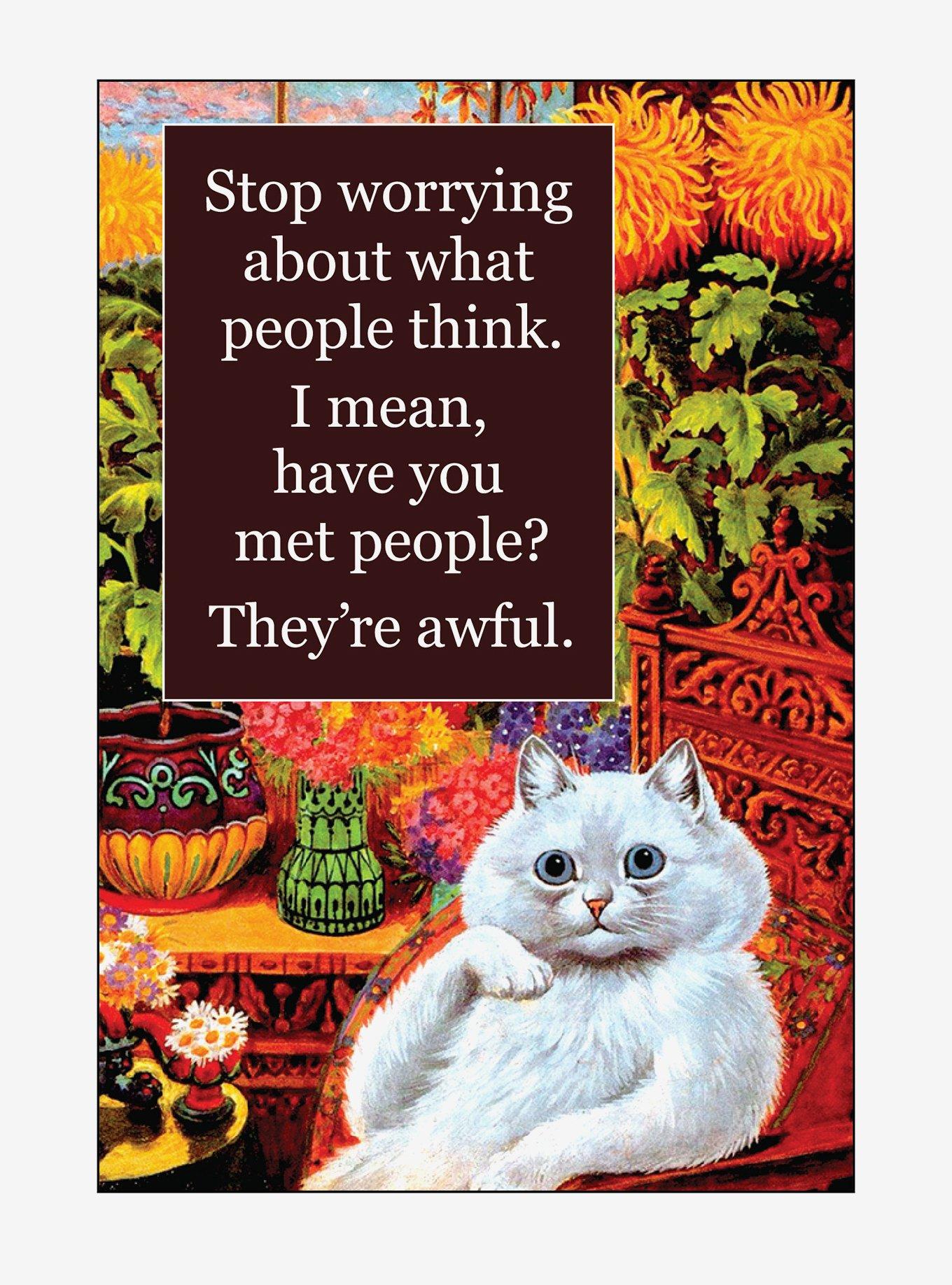 Cat Stop Worrying Magnet, , hi-res