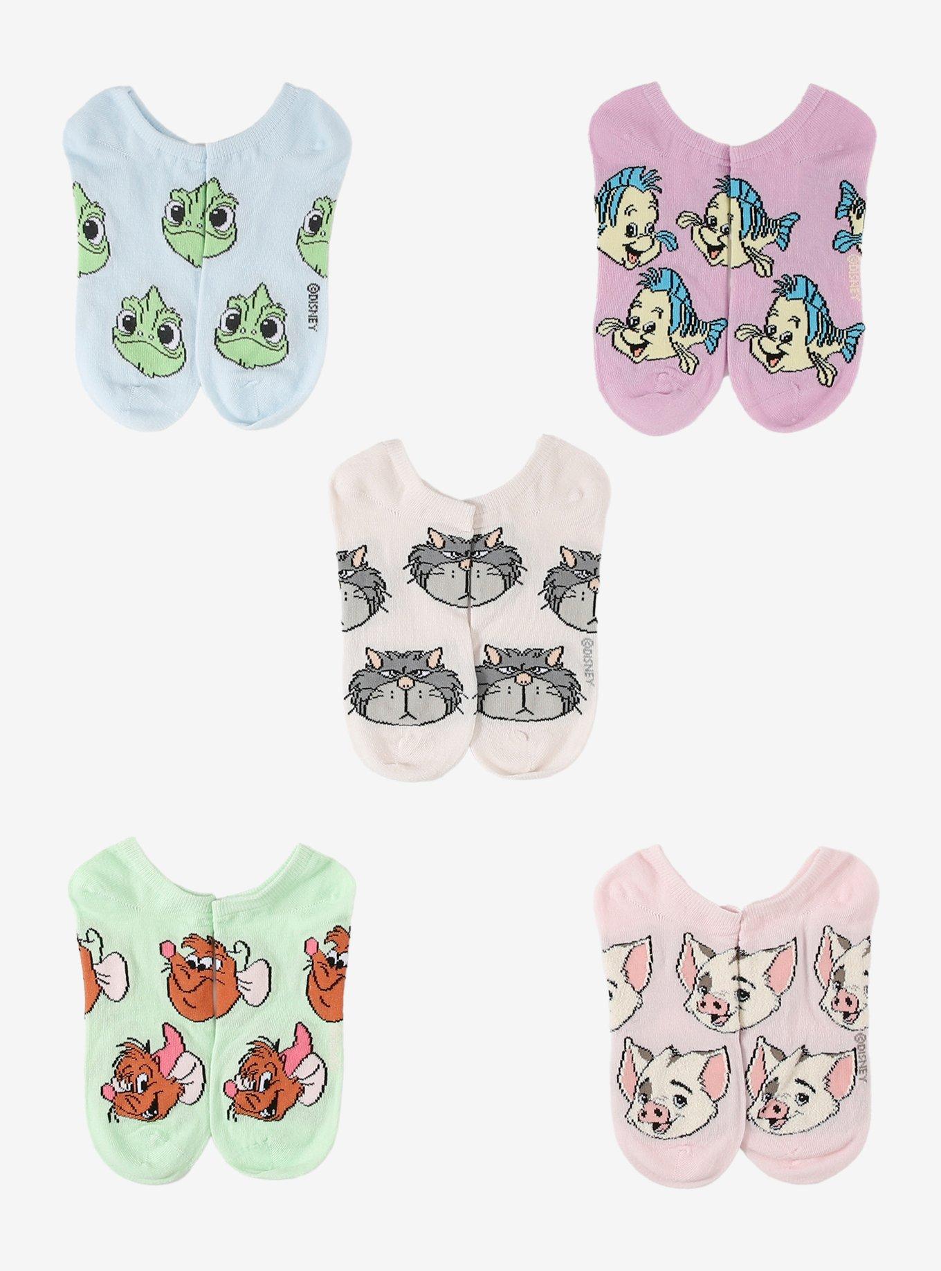 Disney Princess Animals No-Show Socks 5 Pair, , hi-res