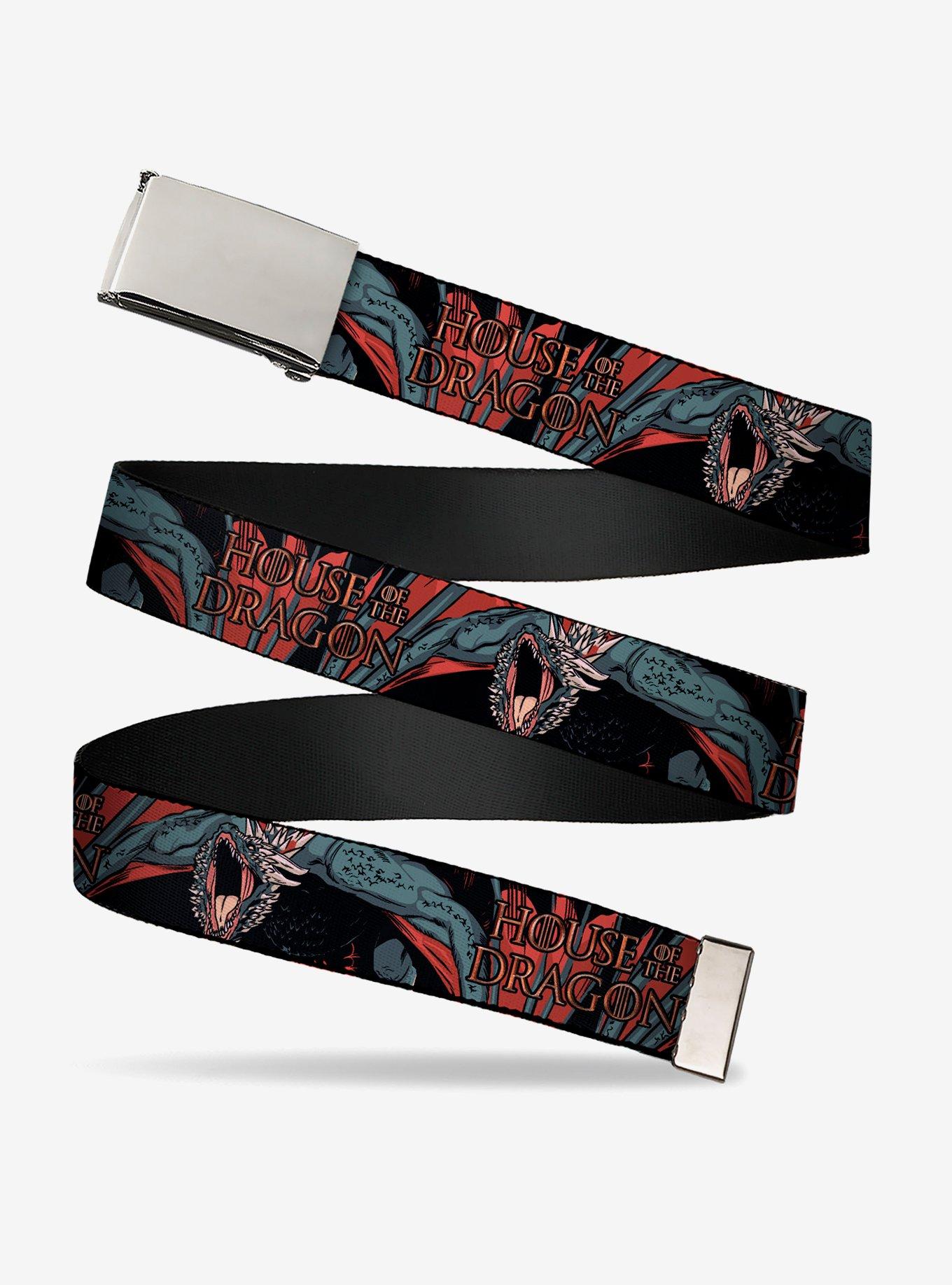 Game of Thrones Drogon Roar and Logo Clamp Buckle Belt, MULTI, hi-res