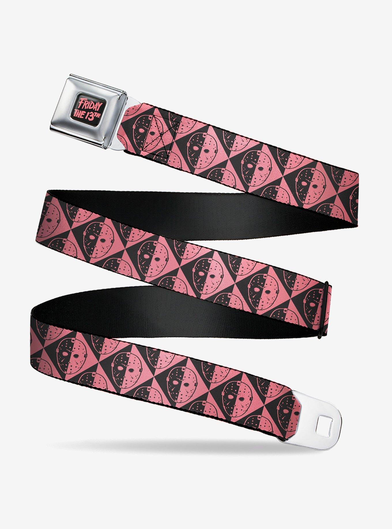 Friday the 13th Jason Mask Diamond Split Seatbelt Buckle Belt, , hi-res