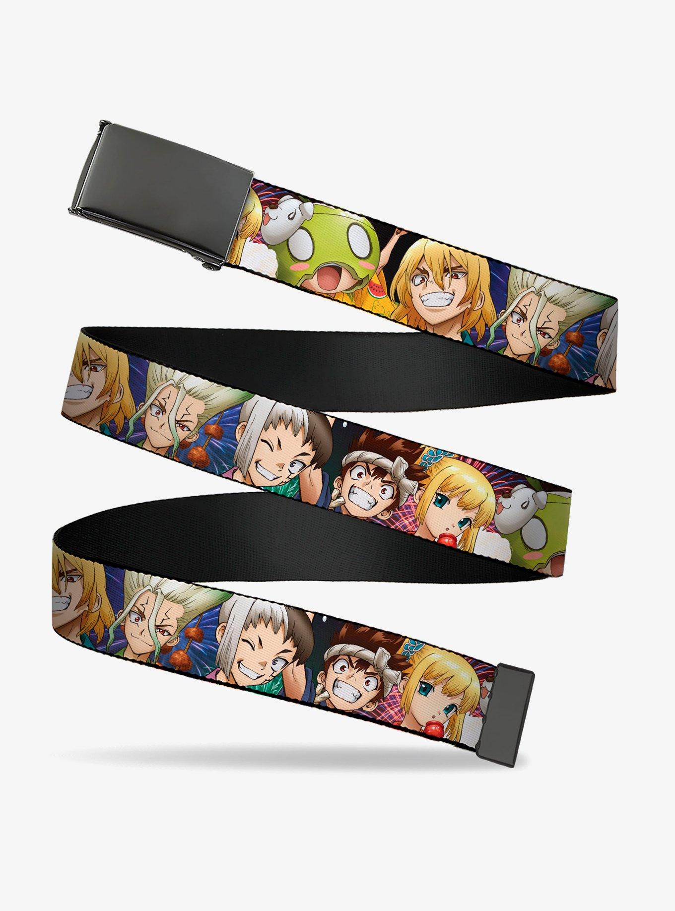 Dr. Stone Character Group Faces Close Up Clamp Buckle Belt, , hi-res