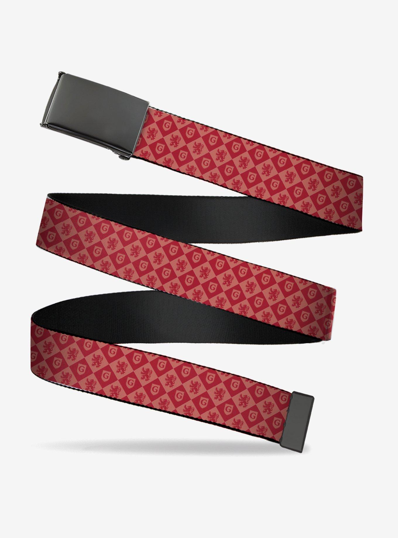 Harry Potter Gryffindor Icons Checker Reds Clamp Buckle Belt, MULTI, hi-res