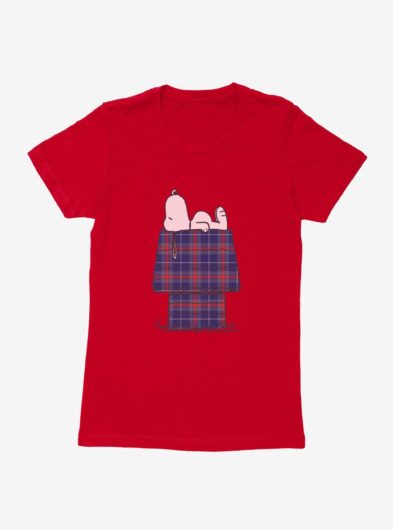 Peanuts Snoopy Plaid House Womens T-Shirt, , hi-res