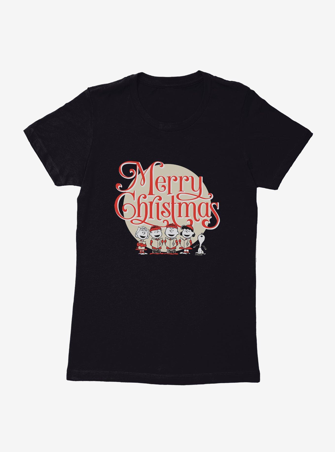 Peanuts Merry Christmas Carolers Womens T-Shirt, BLACK, hi-res