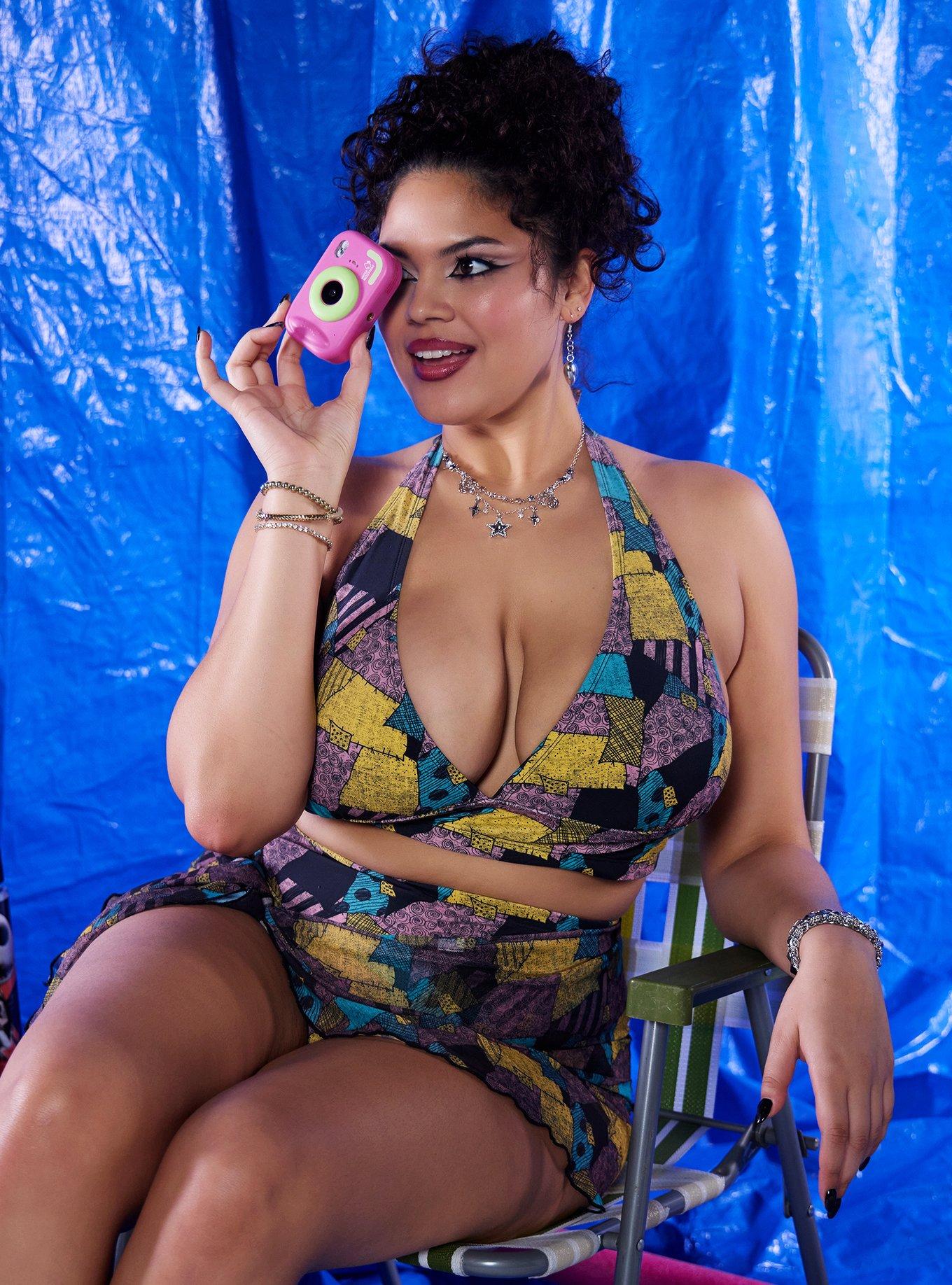 The Nightmare Before Christmas Sally Patchwork Halter Swim Top Plus Size, , hi-res