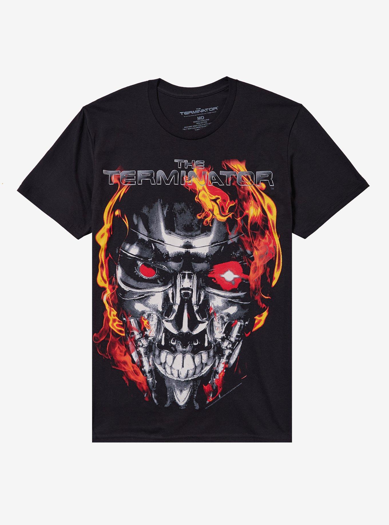 The Terminator Flaming Skull T-Shirt, , hi-res