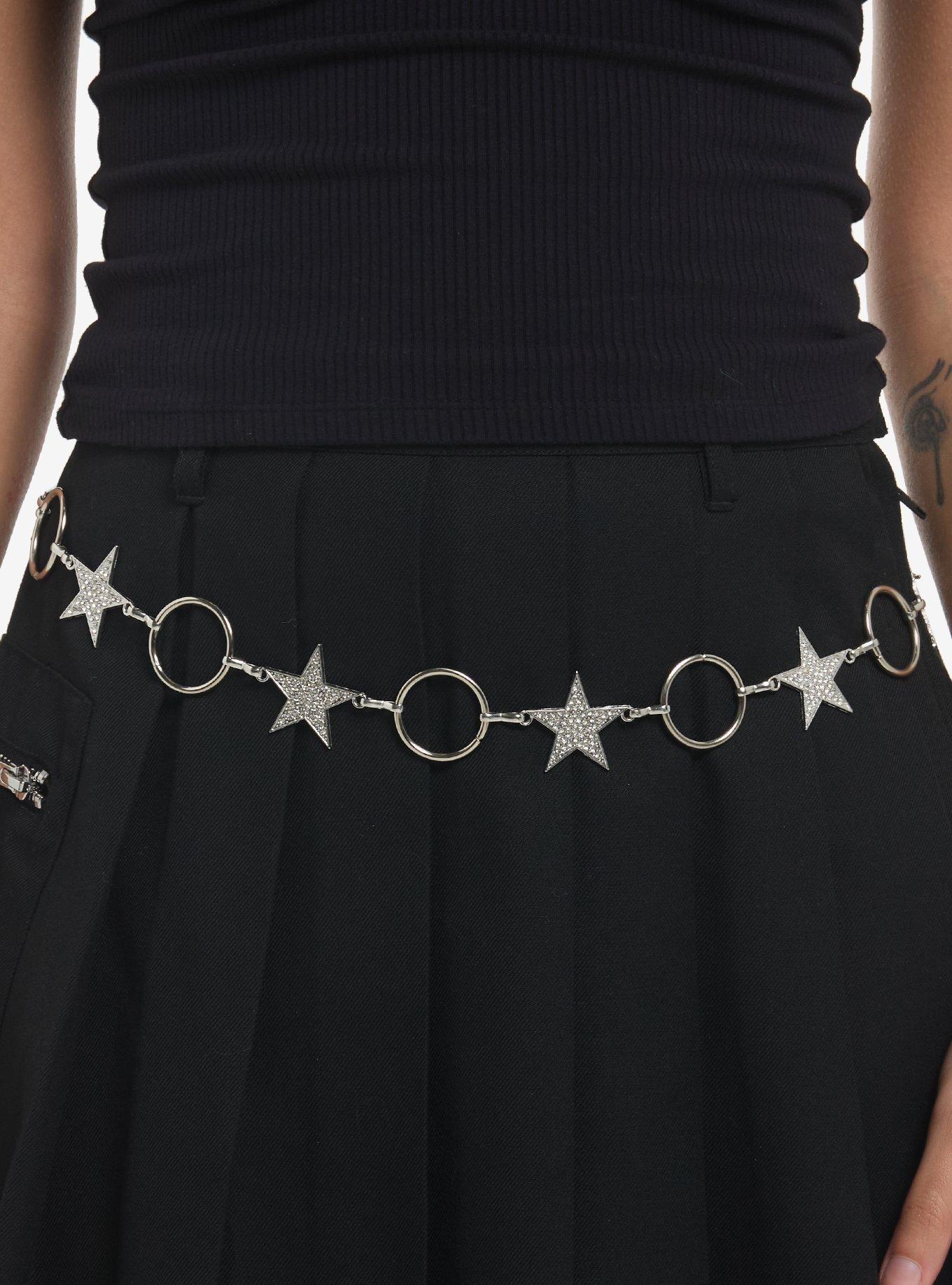 Silver Bling Star O-Ring Chain Belt, , hi-res