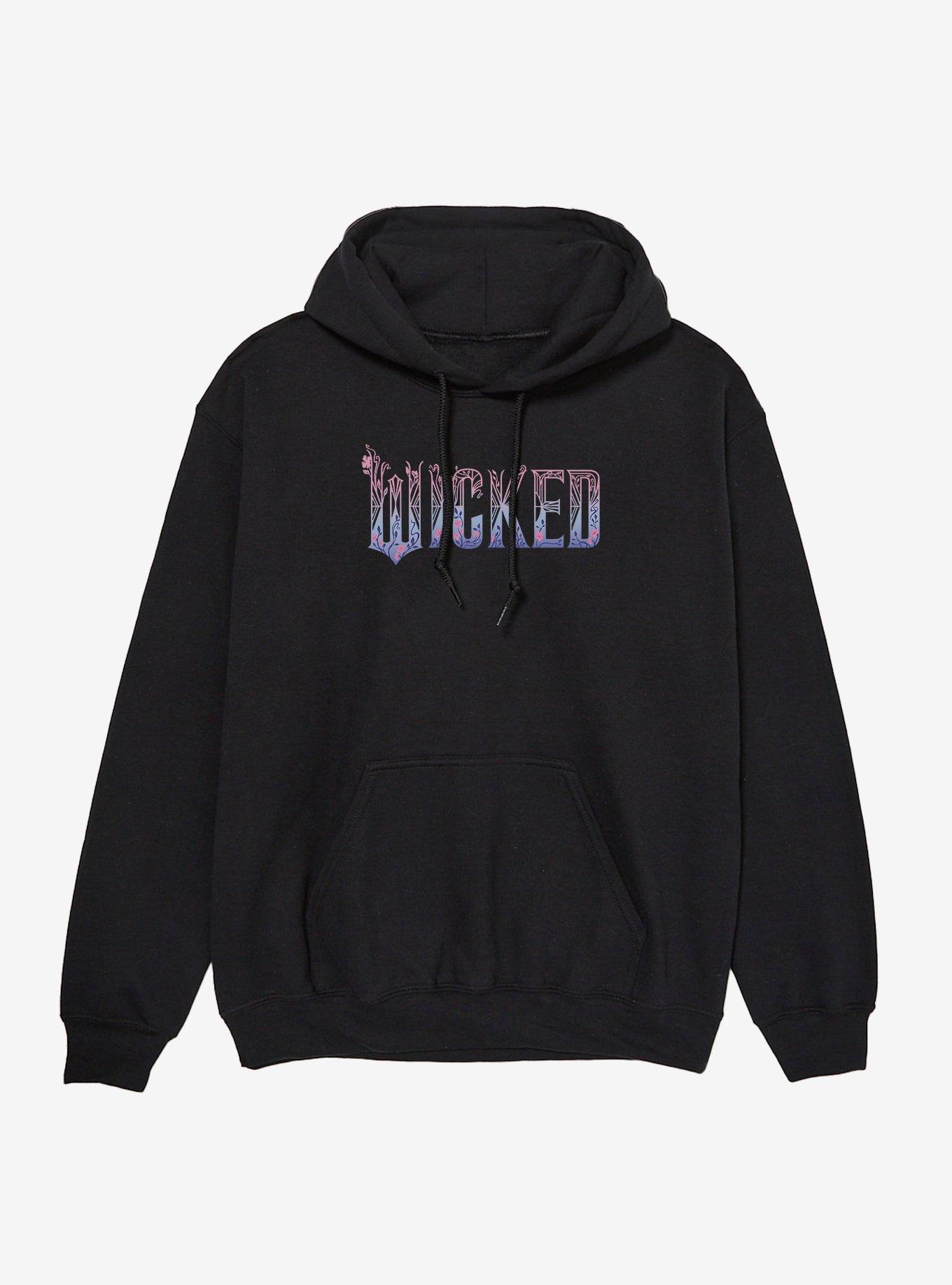 Wicked: For Good Pink Stylized Logo Hoodie, BLACK, hi-res