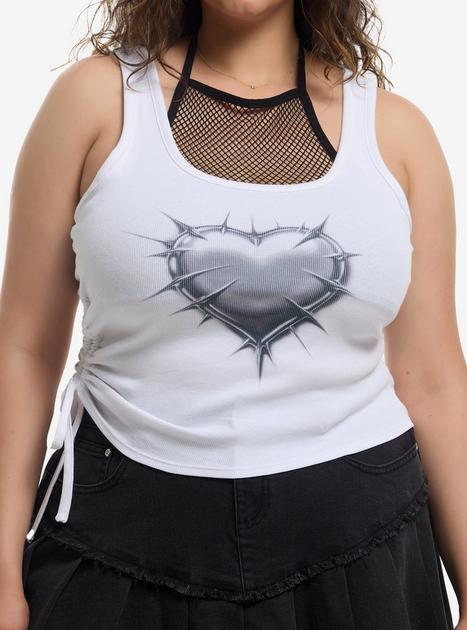 Social Collision Spiked Heart Ruched Girls Tank Top Plus Size
