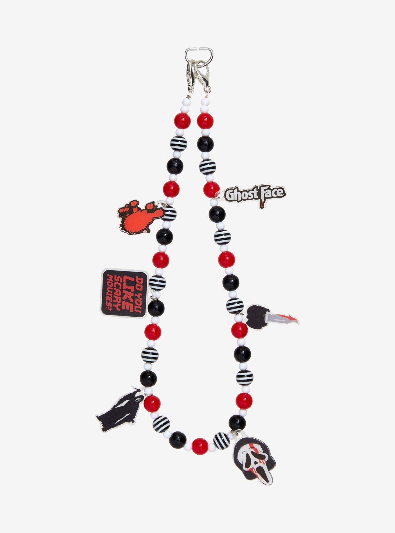 Ghost Face Bead Phone Charm Hot Topic Exclusive, , hi-res