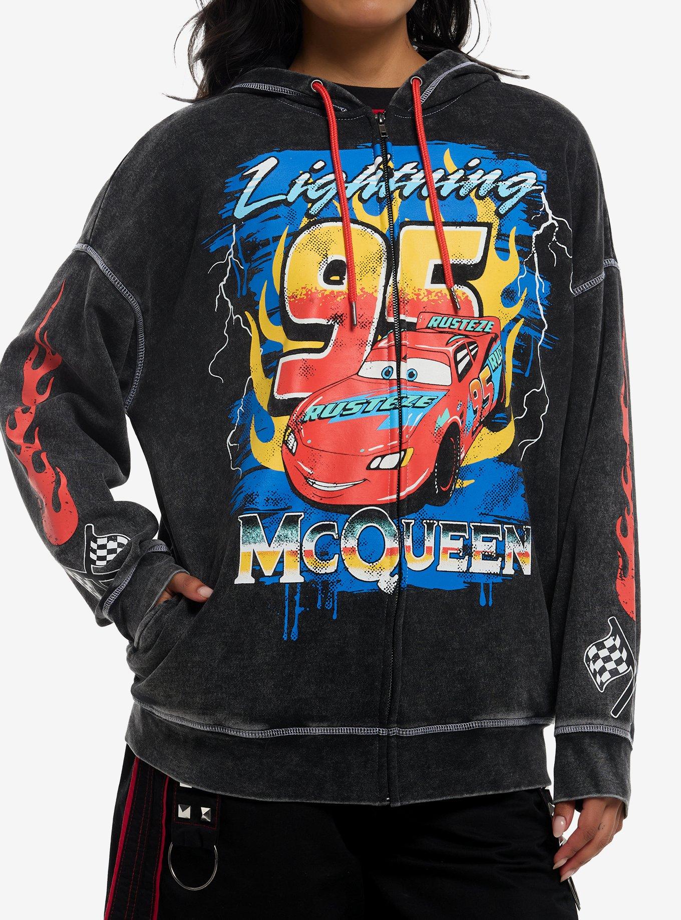 Disney Pixar Cars Lightning McQueen Dark Wash Girls Oversized Hoodie, , hi-res