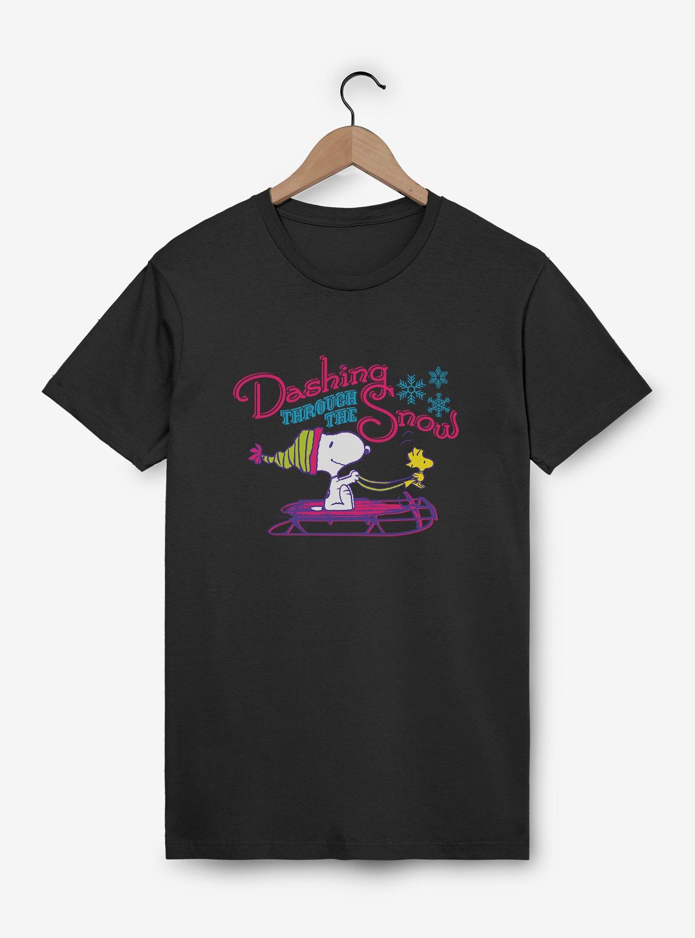 Peanuts Dashing Through The Snow Snoopy Woodstock T-Shirt, , hi-res