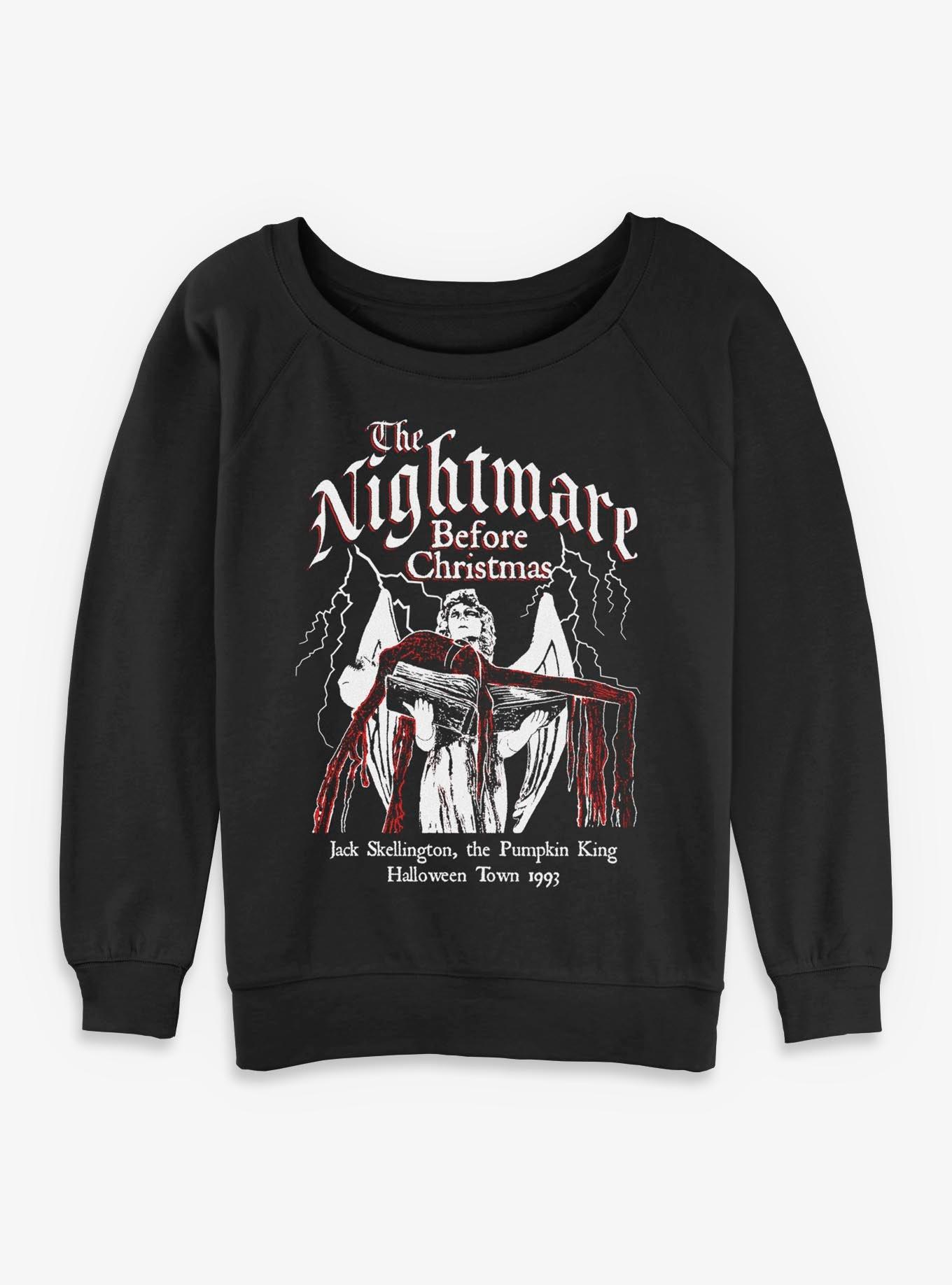 Disney The Nightmare Before Christmas Jack On Angel Statue Girls Slouchy Sweatshirt