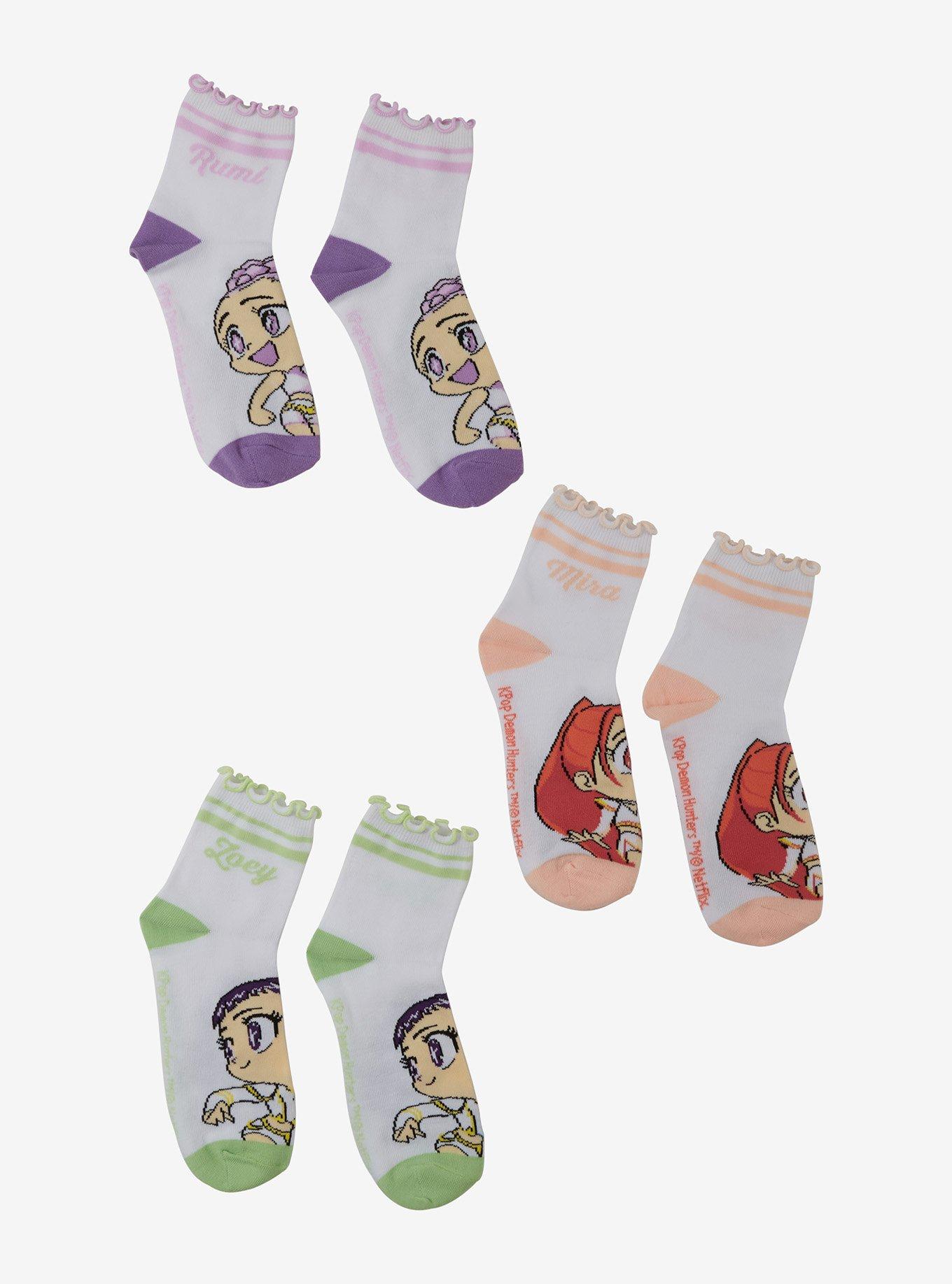 KPop Demon Hunters HUNTR/X Quarter Crew Sock Set — BoxLunch Exclusive, , hi-res