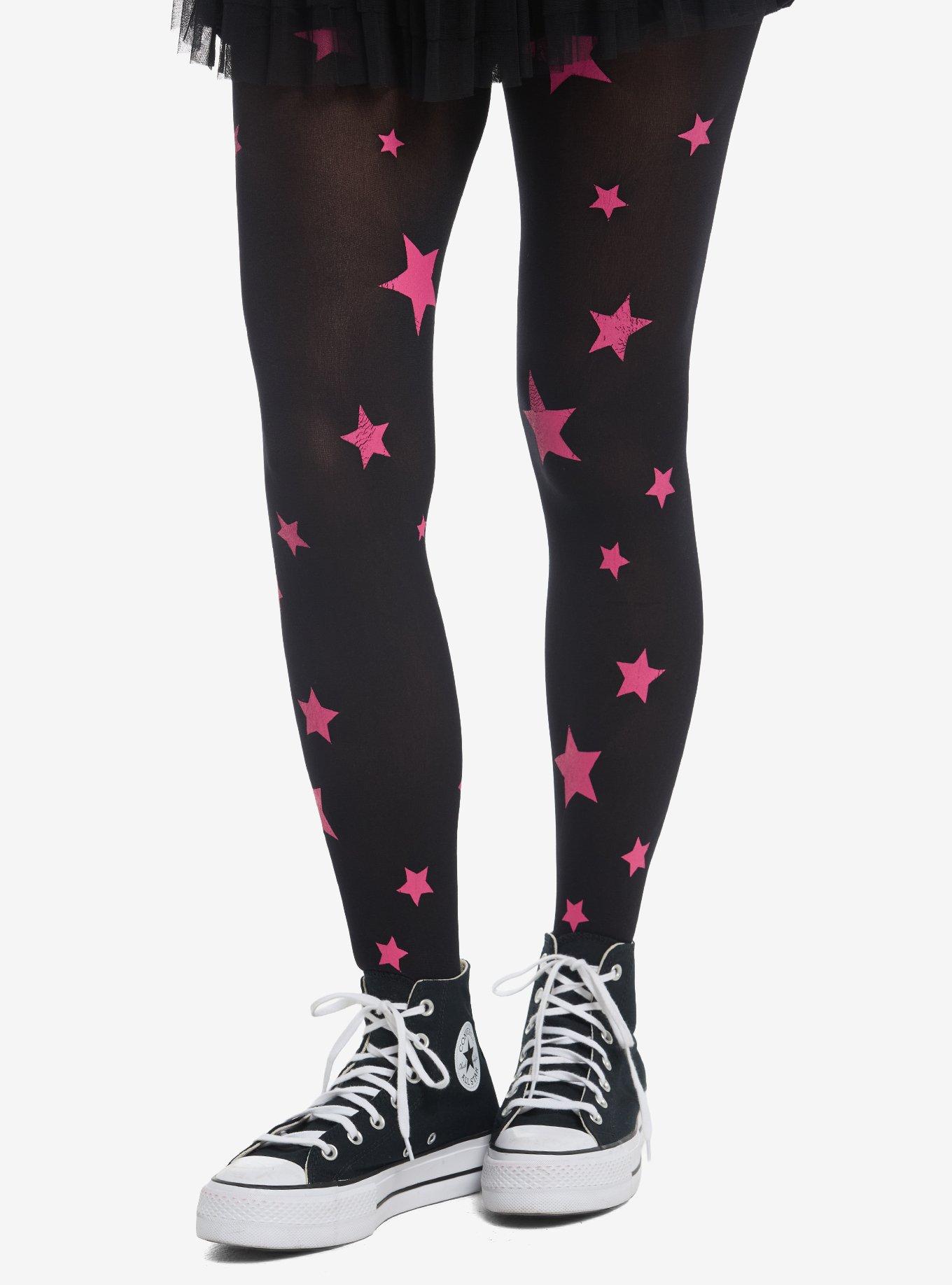 Black & Pink Star Tights, , hi-res
