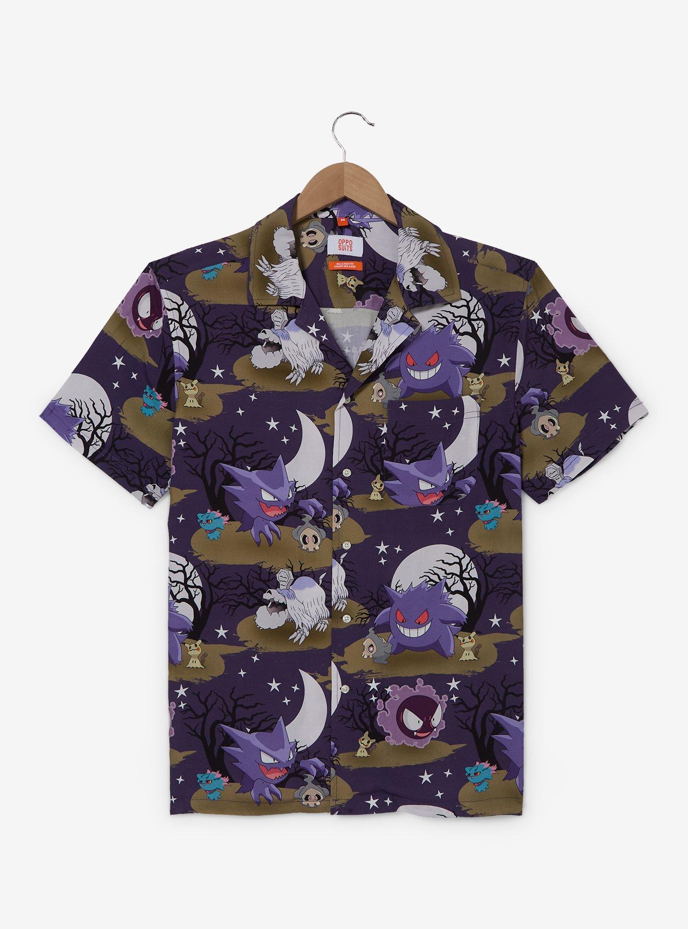 Opposuits Pok&eacute;mon Ghost Type Allover Print Woven Button-Up - BoxLunch Exclusive, , hi-res