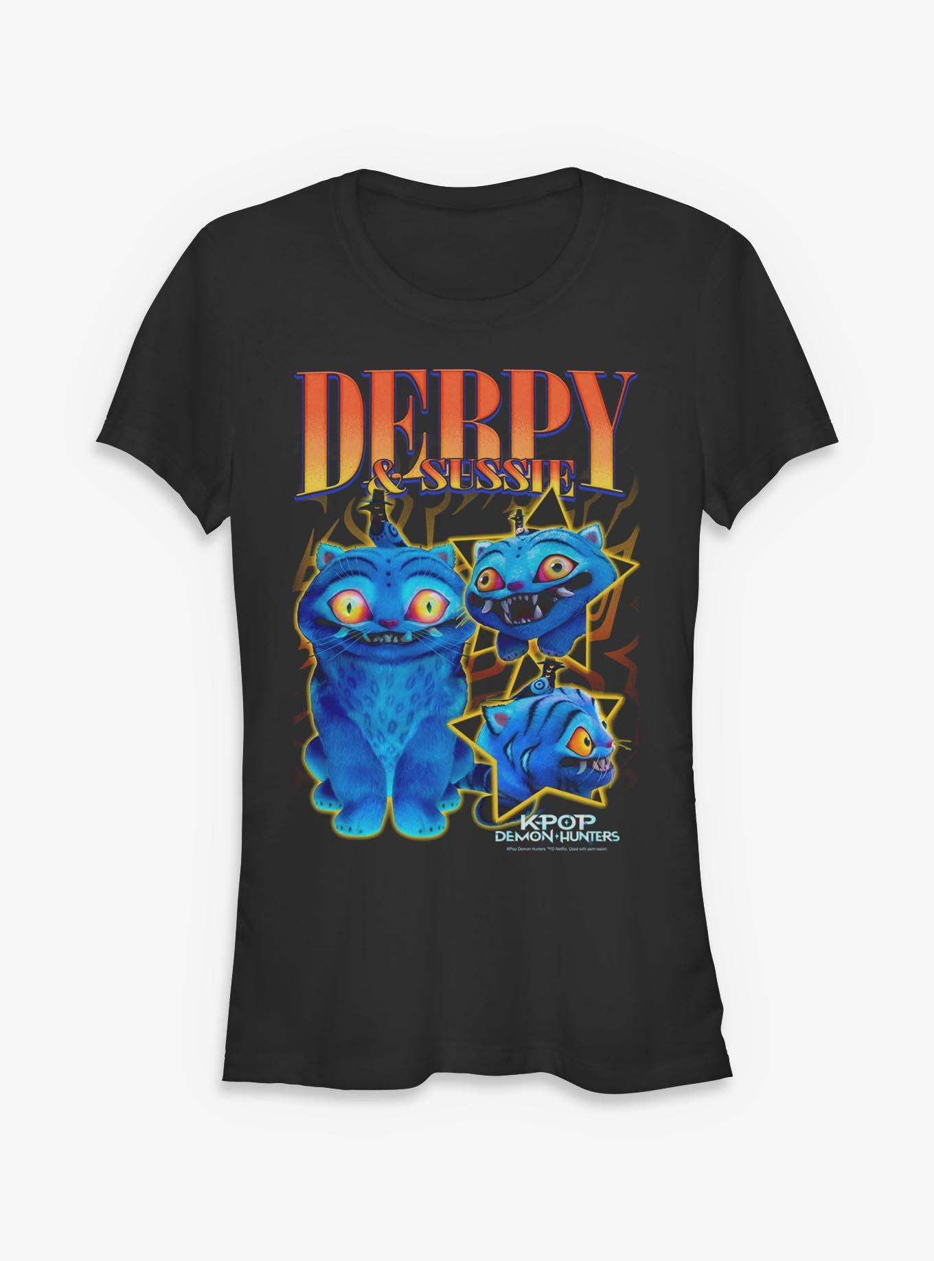 KPop Demon Hunters Derpy Tiger And Sussie Bird Collage Girls T-Shirt, , hi-res
