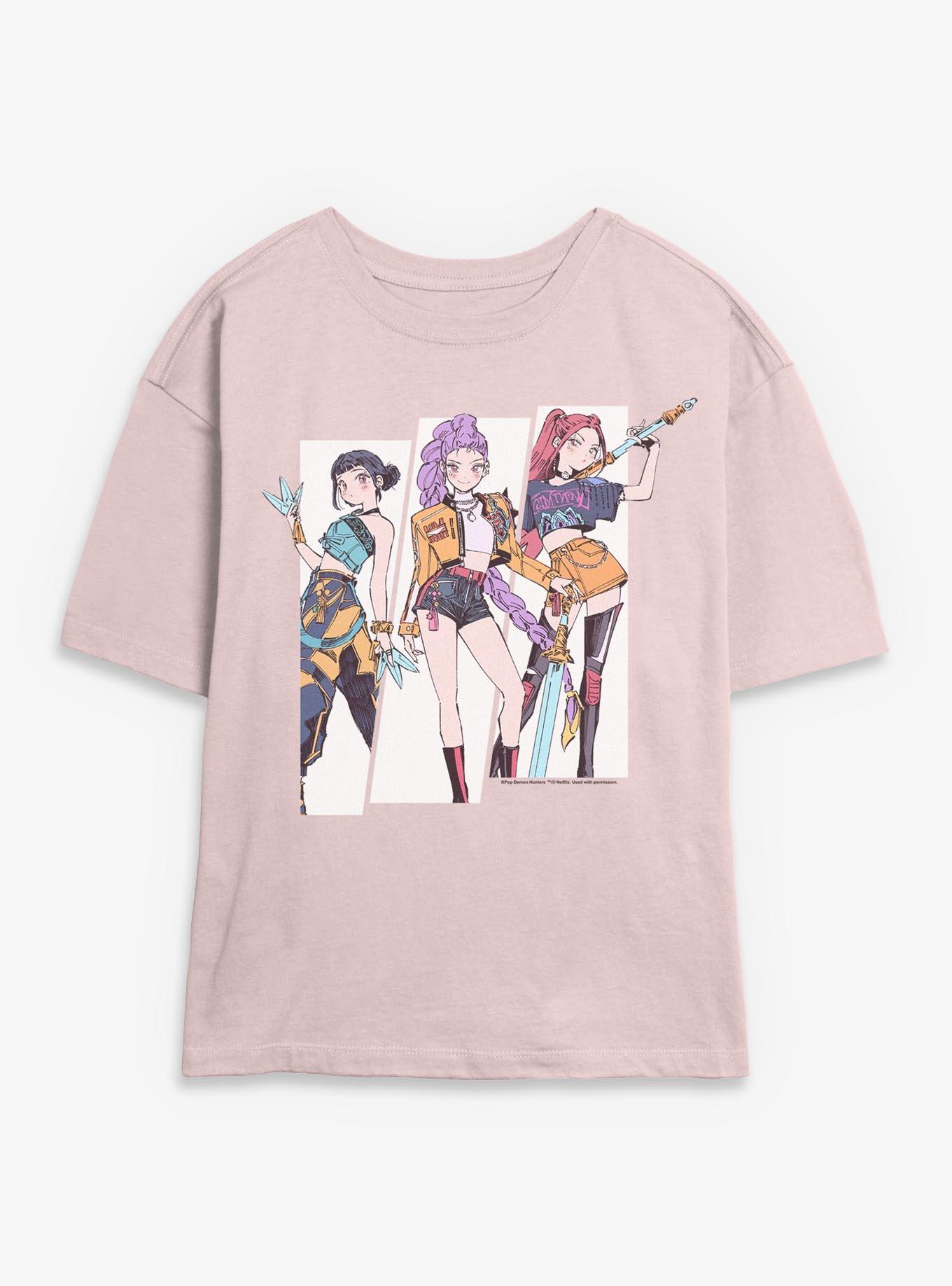 KPop Demon Hunters Huntrix Manhwa Style Panels Girls Skimmer T-Shirt, , hi-res