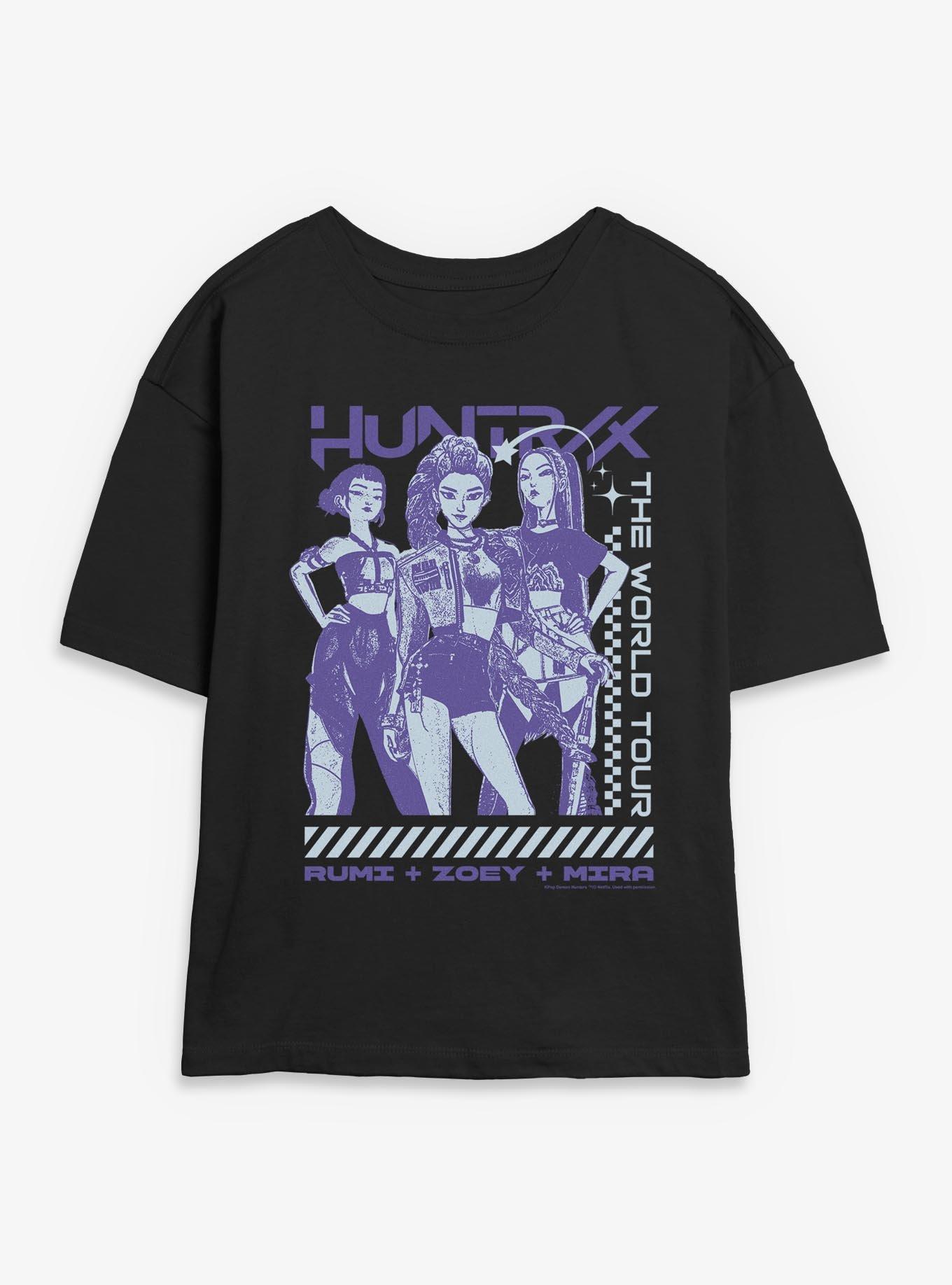 KPop Demon Hunters Huntrix Tour Girls Skimmer T-Shirt - BLACK